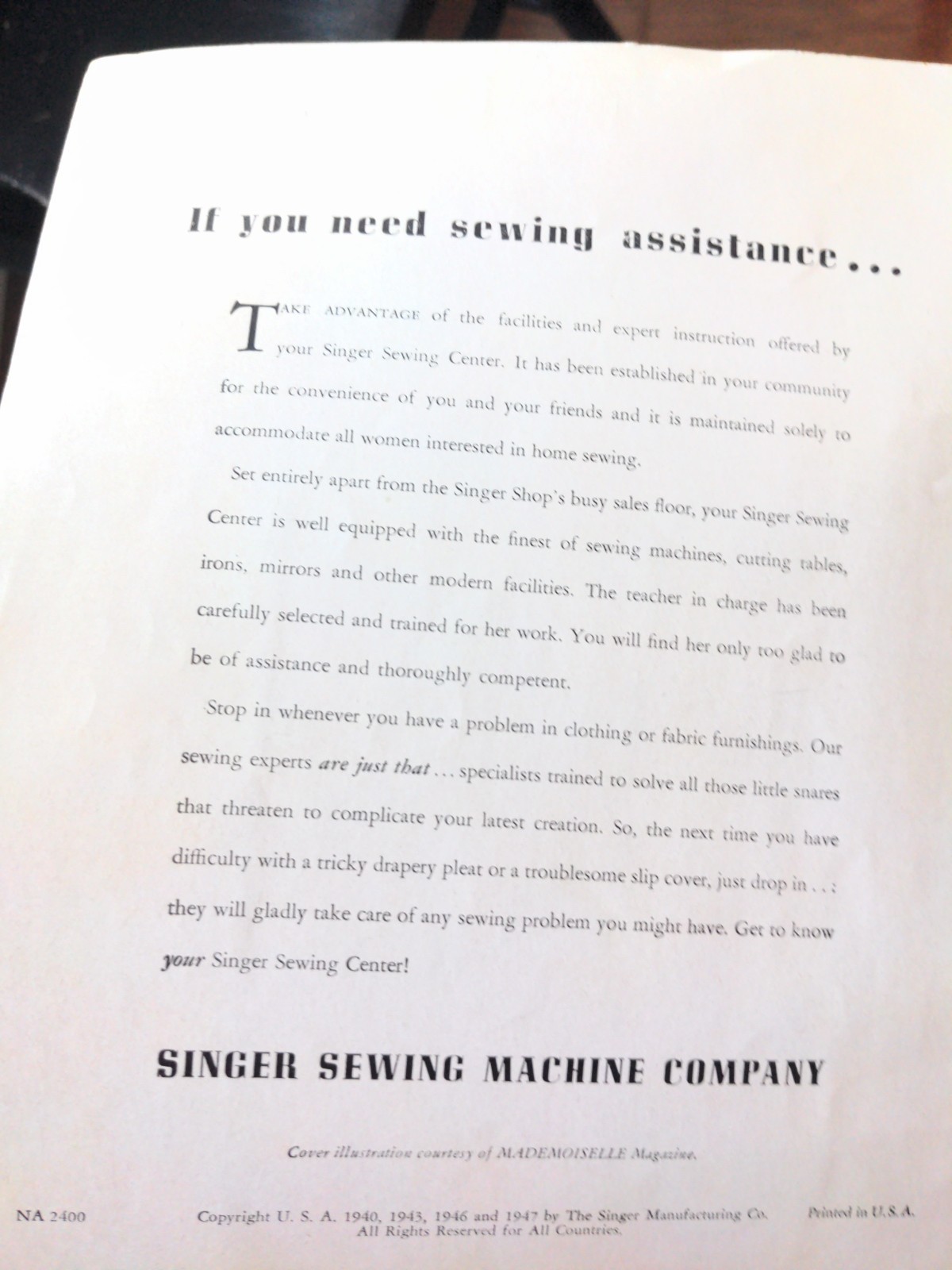 Singer Sewing Machine Company Home Decoration Guide 1947