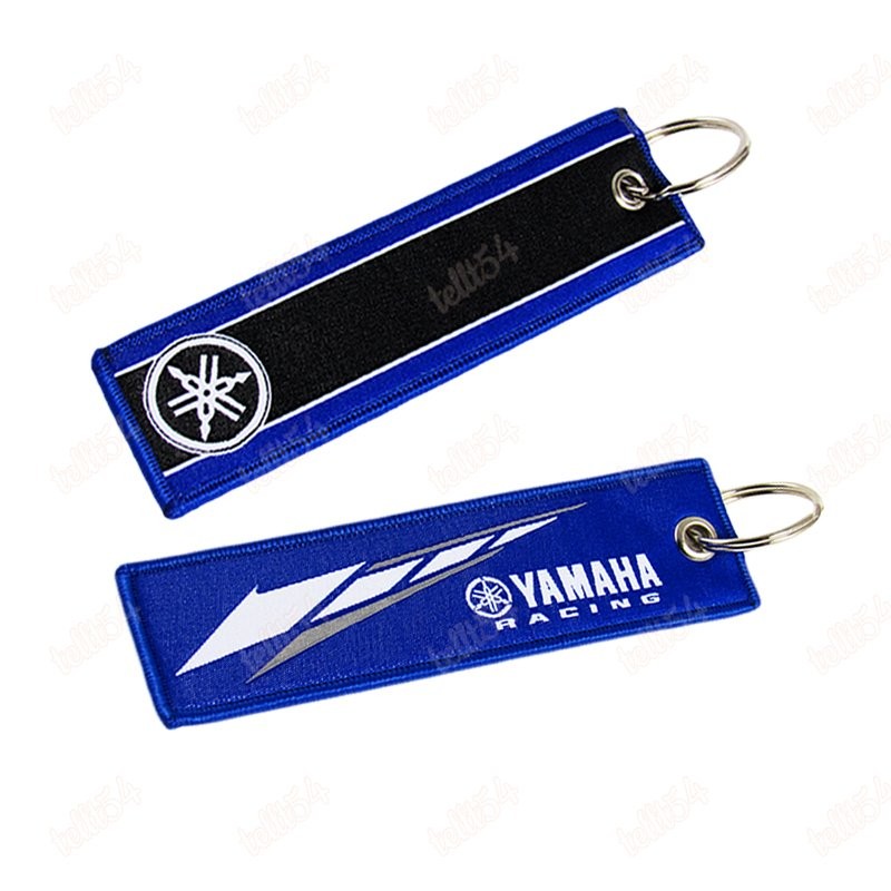 For YAMAHA Bike Double Side Keychain Backpack key Ring Cell Holders Tag Blue