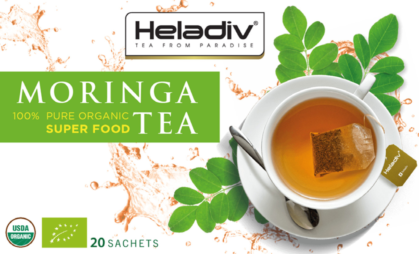 Moringa, Tea Bags Herbal Tisane by Heladiv, Caffeine Free, 20 Sachets