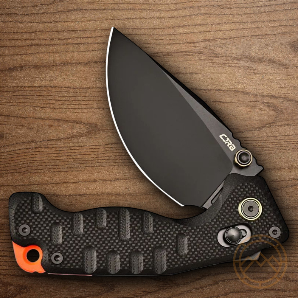 CJRB Doubletap Folding Knife 3⅞" D2 Tool Steel Drop Point Blade Black G10 Handle