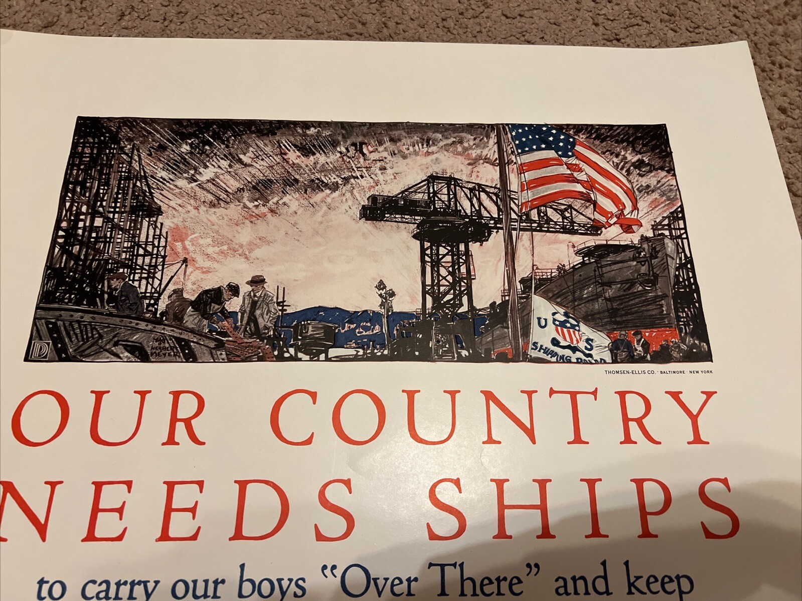 WWI Poster Our Country Needs Ships Original