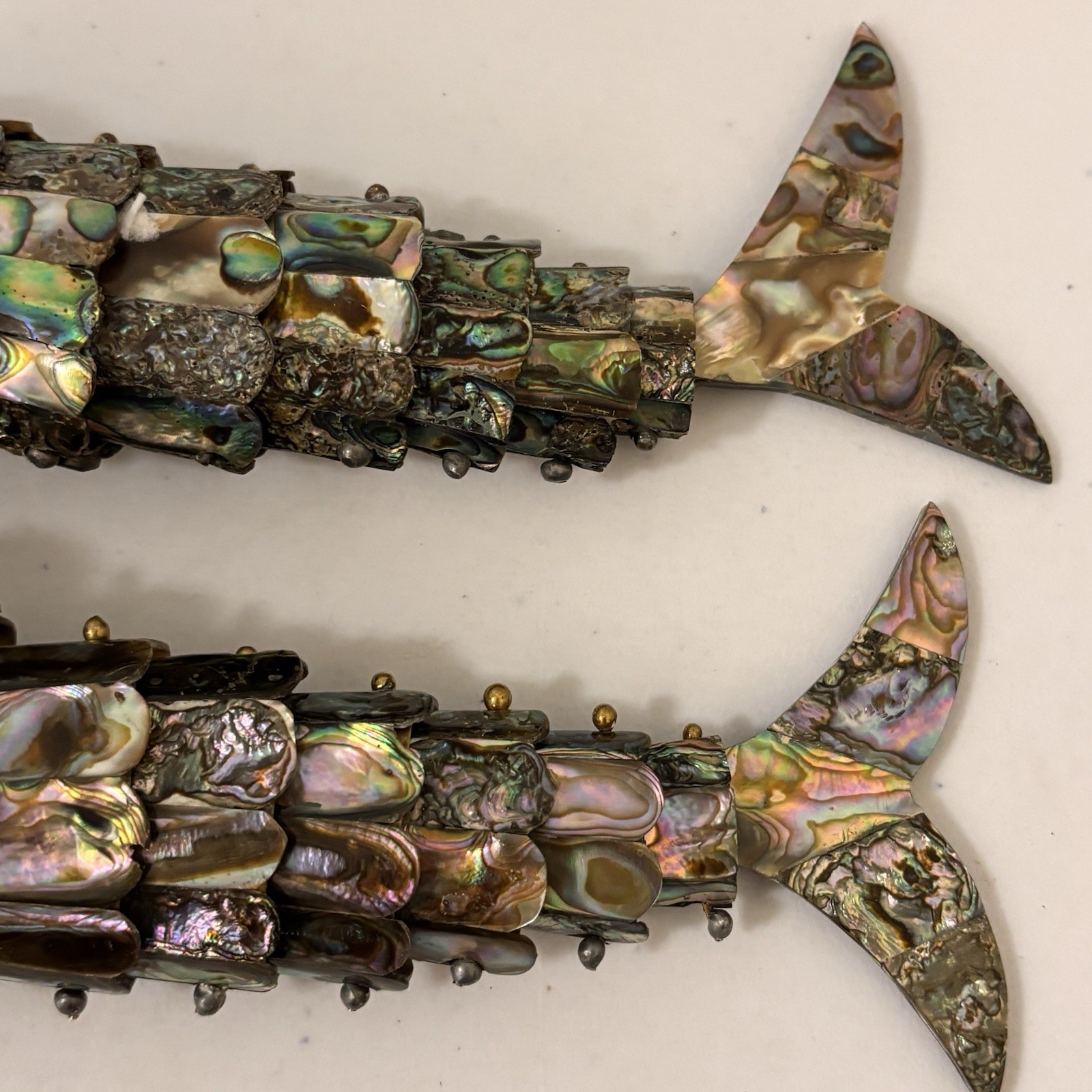 Vintage Abalone Articulated Fish Bottle Opener Mexican Lot Of 2