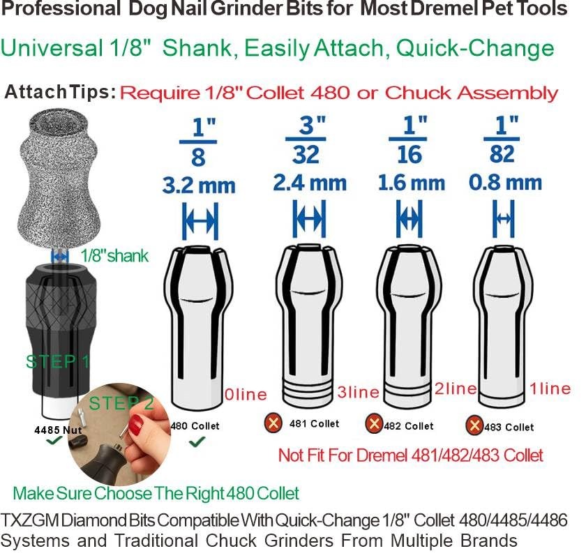Painless for Dremel Dog Nail Grinder Attachment Replacement Heads - Diamond B...