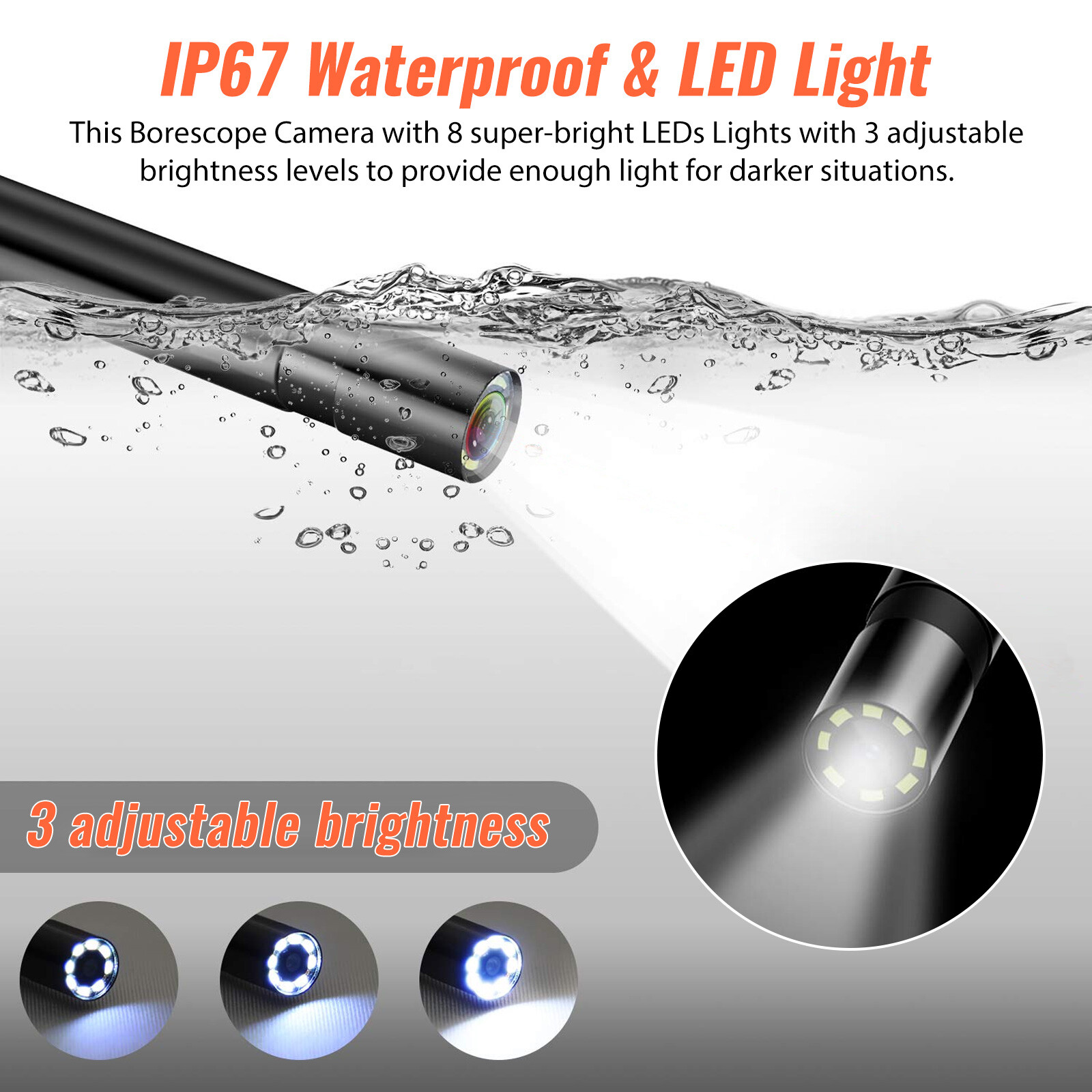 Industrial Endoscope 1080P HD 4.3'' LED Screen Borescope Inspection Snake Camera