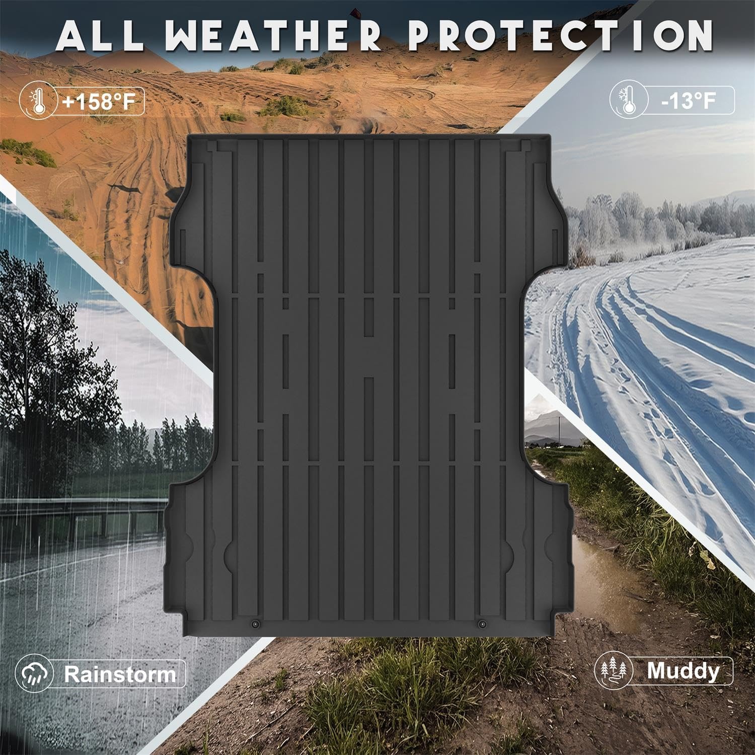 All Weather TPE Truck Bed Mat for F250 F350 F450 6.75FT Bed