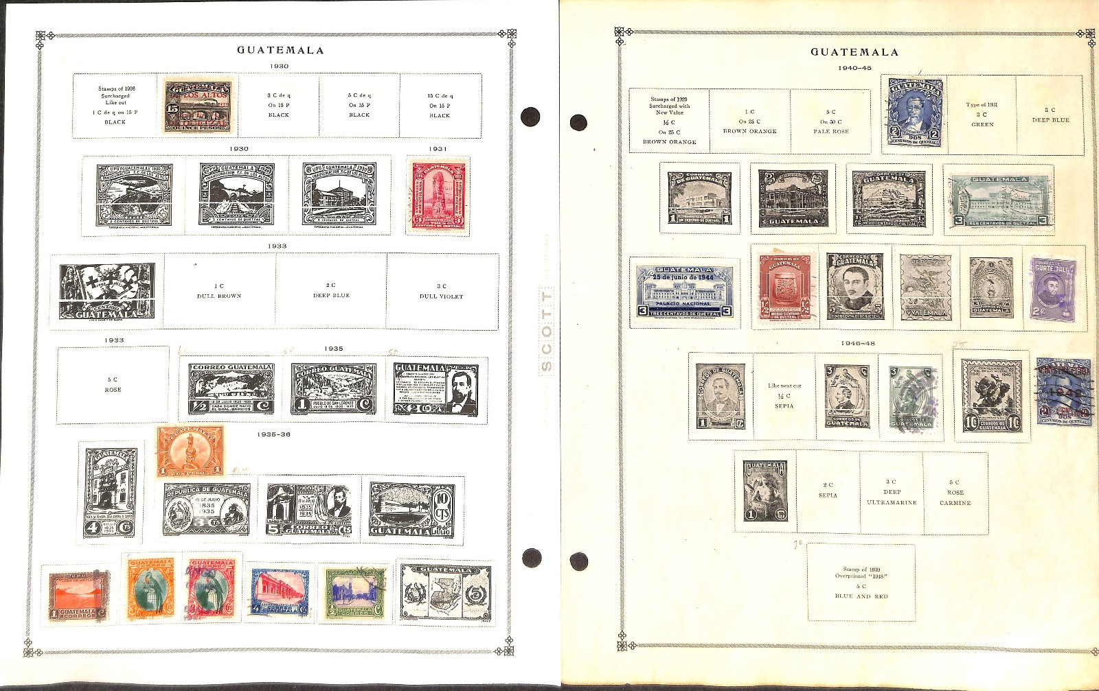 Guatemala Stamp Collection on 50 Scott International Pages, 1871-1976 (BA)