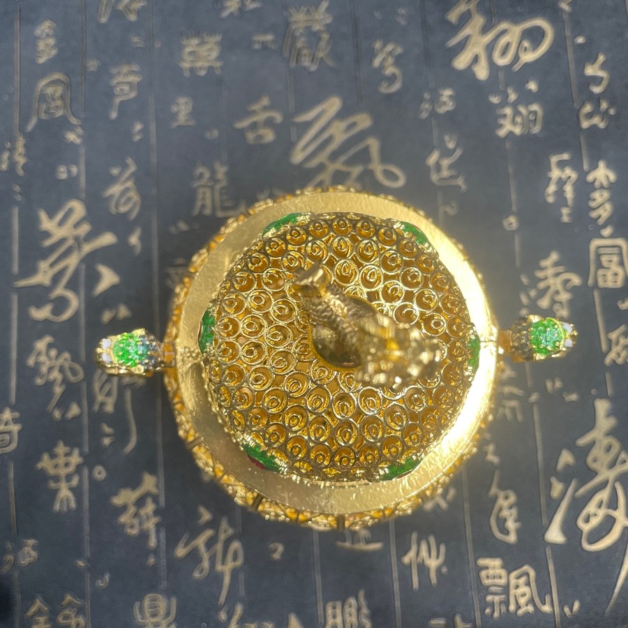 Old Chinese Bronze Tripod Kirin Censer Filigree Openwork Incense Burner