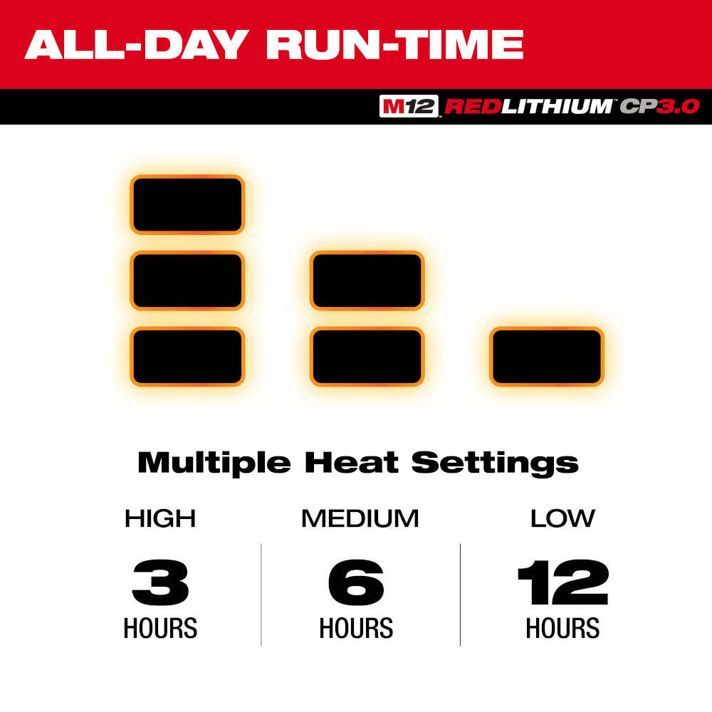 Milwaukee M102B-21M M12 12V Durable Li-Ion Heated AXIS Jacket