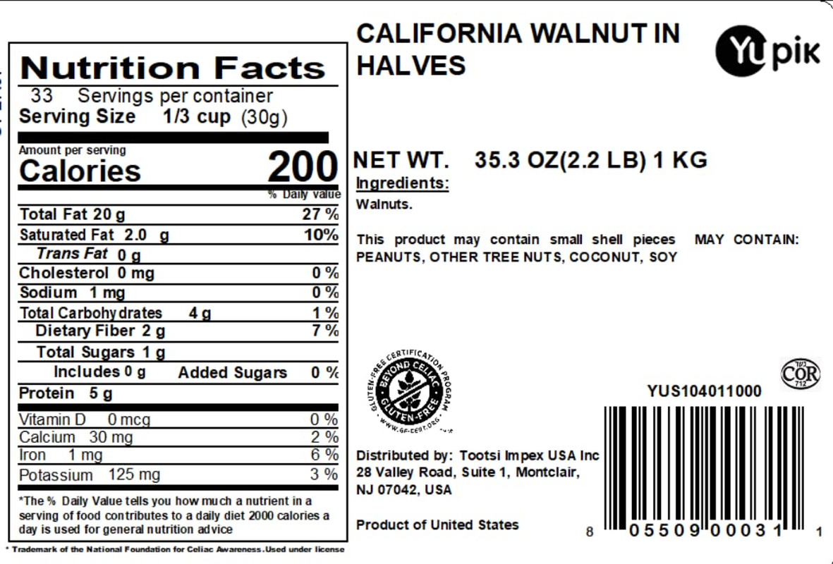 Yupik Raw California Walnuts, Halves & Pieces, 2.2 Lb (35.2 Oz), Kosher, Gluten-