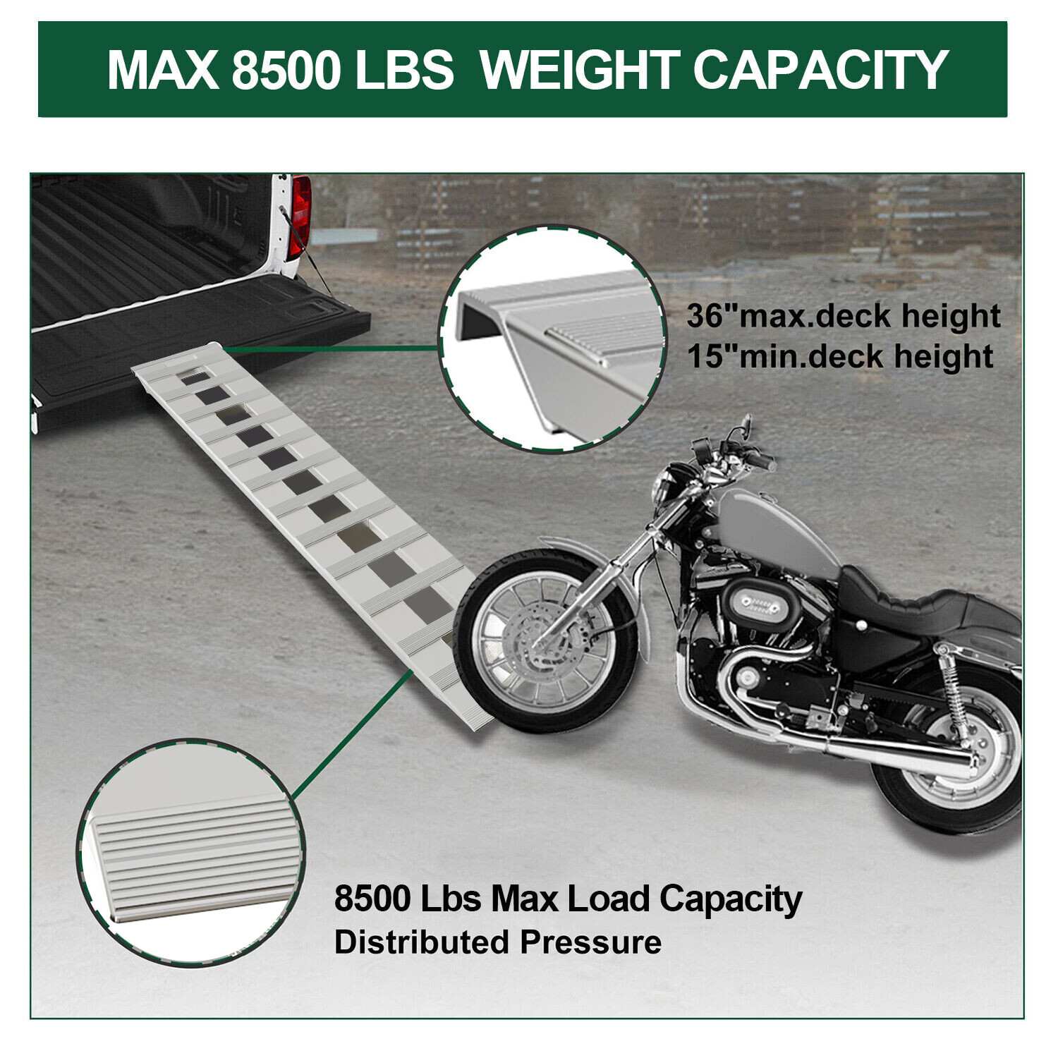 72"x15" Pair Aluminum 8500 LBS Hook Ramps Car Truck Trailer Auto Hauler Tractor