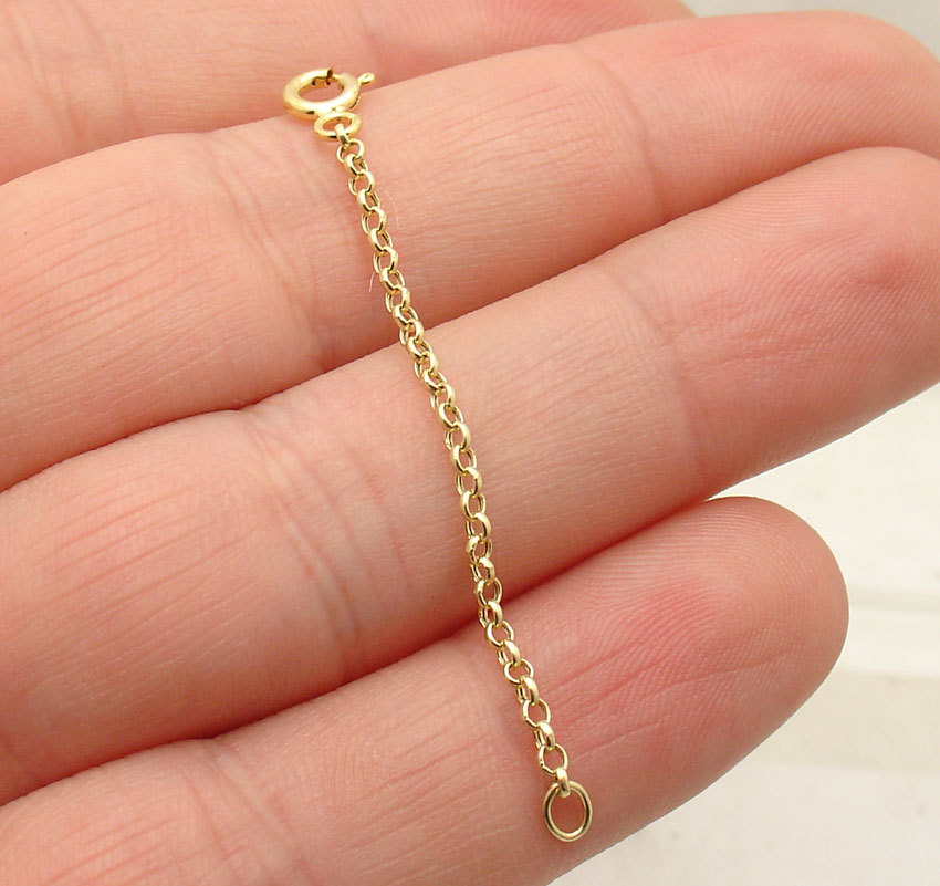 1.9mm Round Rolo Cable Chain Necklace Extender Real Solid 10K Yellow Gold