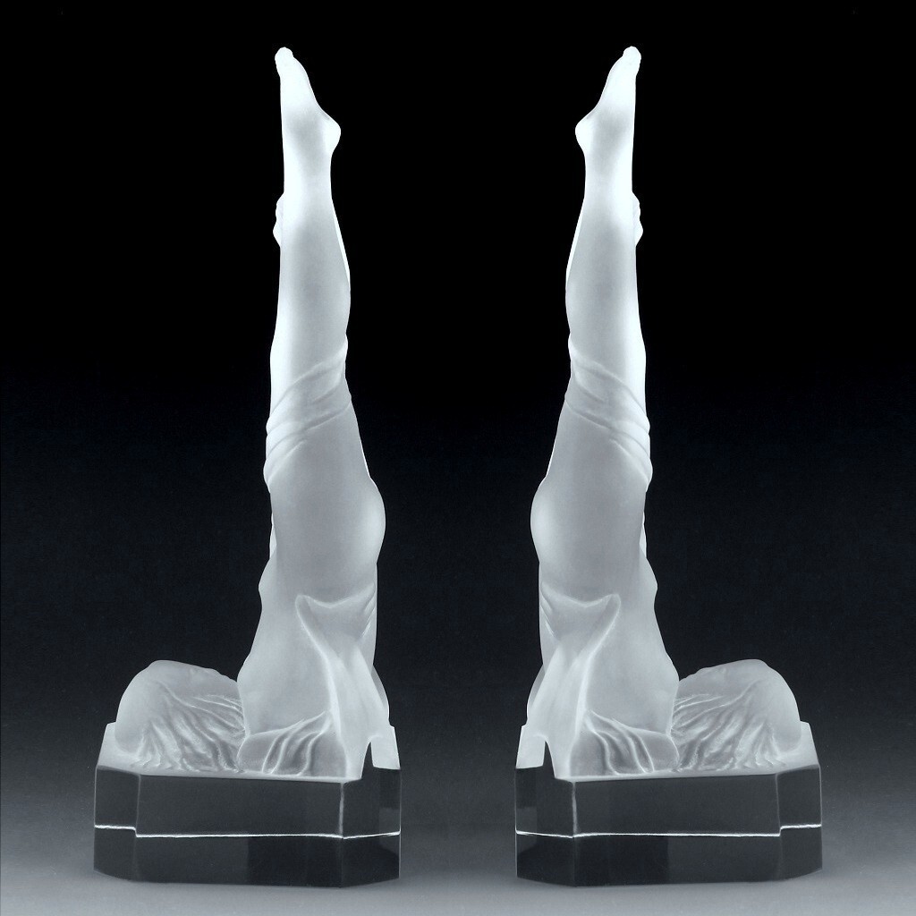 France Art Deco Art Glass Bookends Sculpture 1930' H.Hoffmann