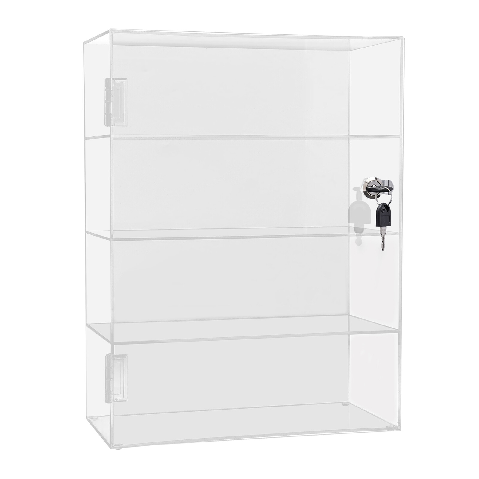Acrylic Display Case Countertop Clear Box Dustproof Shelves Showcase with Lock