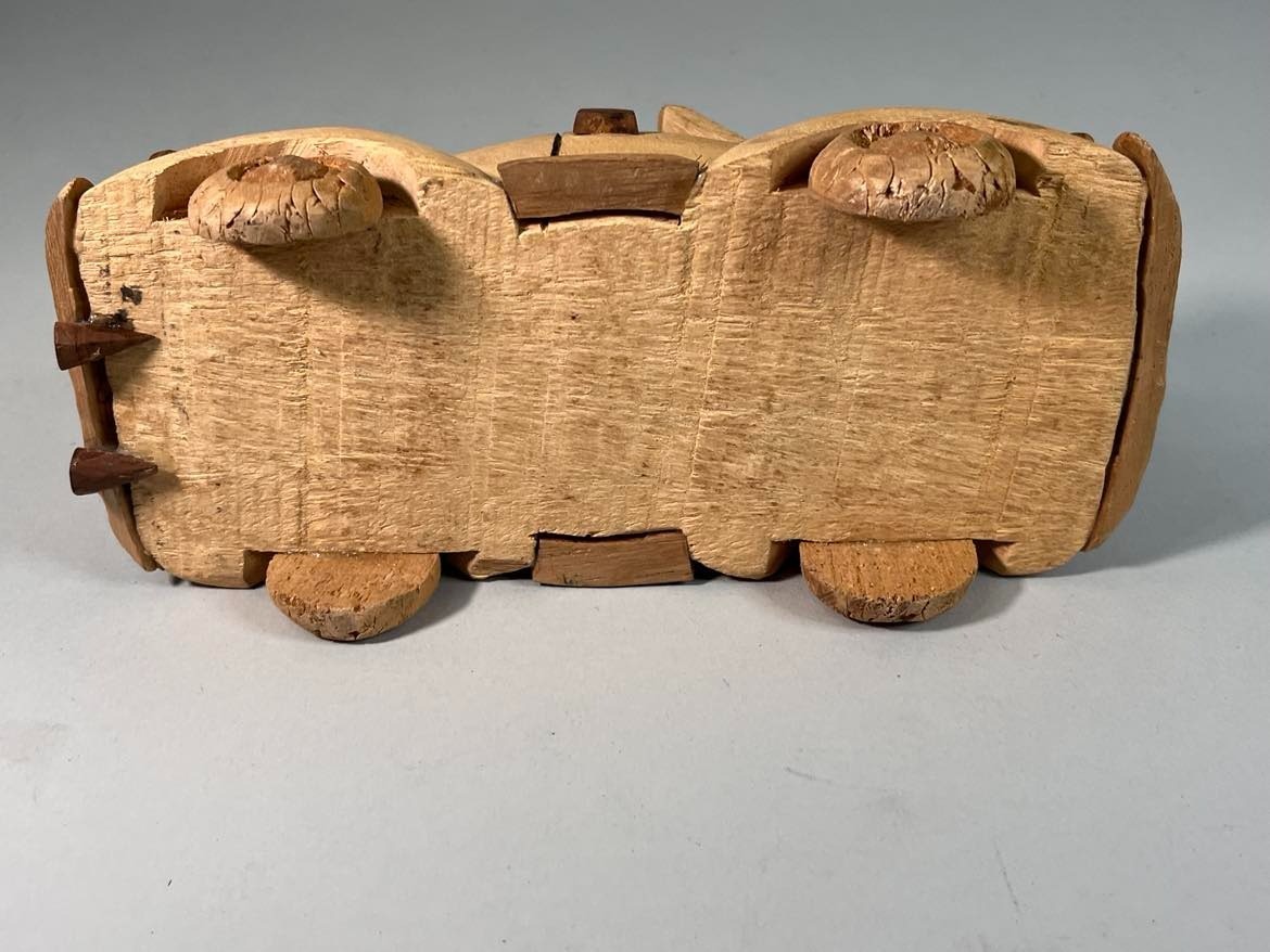 Vintage Ghana African Folkart Carved Wood VW Volkswagen Beetle Cabriolet Conv.