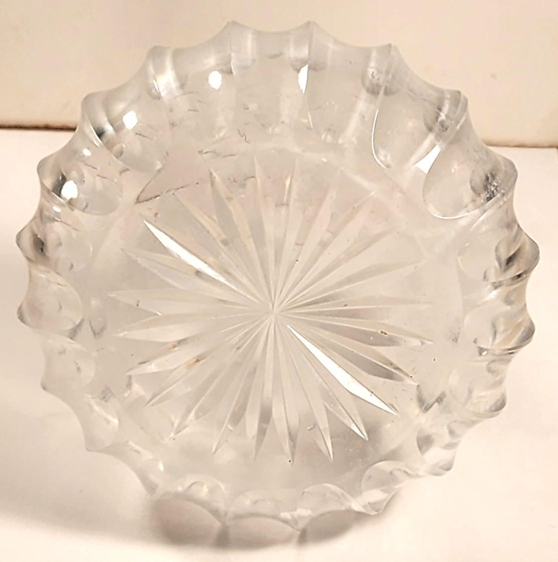 CUT GLASS DECANTER / BOTTLE with GORHAM STERLING SILVER STOPPER