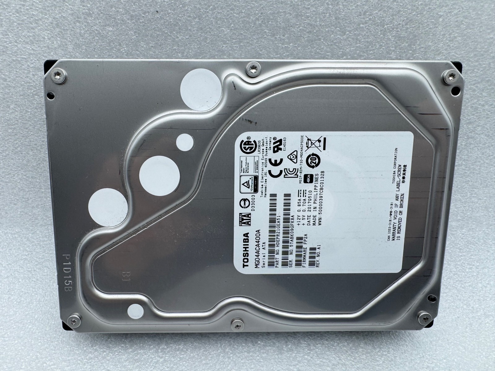 Toshiba MG04ACA400A HDEPR21GEA51 FP2A REV. A1 4TB 4000gb 3.5" SATA Hard Drive HD