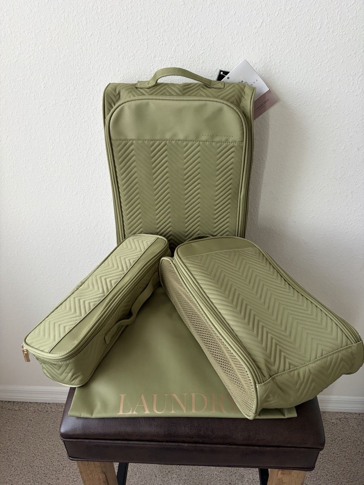 Marcy McKenna Hamptons 5-Piece Set Traveling Packing Cube Sage Green NWT