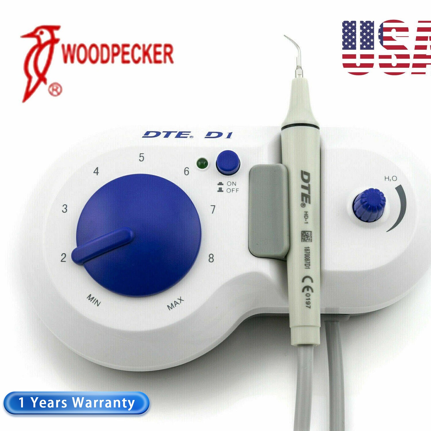 Original Woodpecker Dental DTE D1 Ultrasonic Scaler Handpiece Satelec 5 Tips