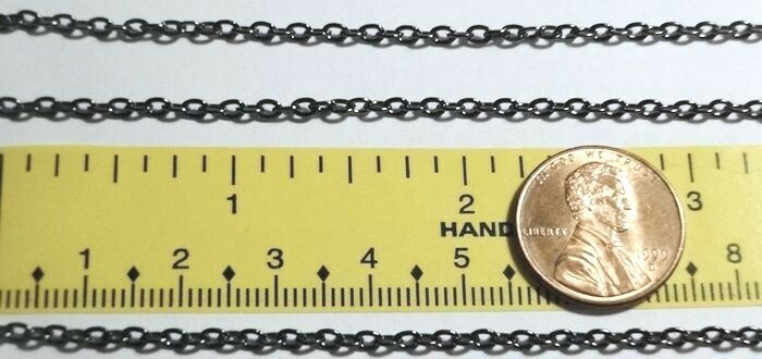 GUN METAL Black CABLE Chain 3mm x 2mm ~ Small Shiny Links ~ Nickel + Lead Free