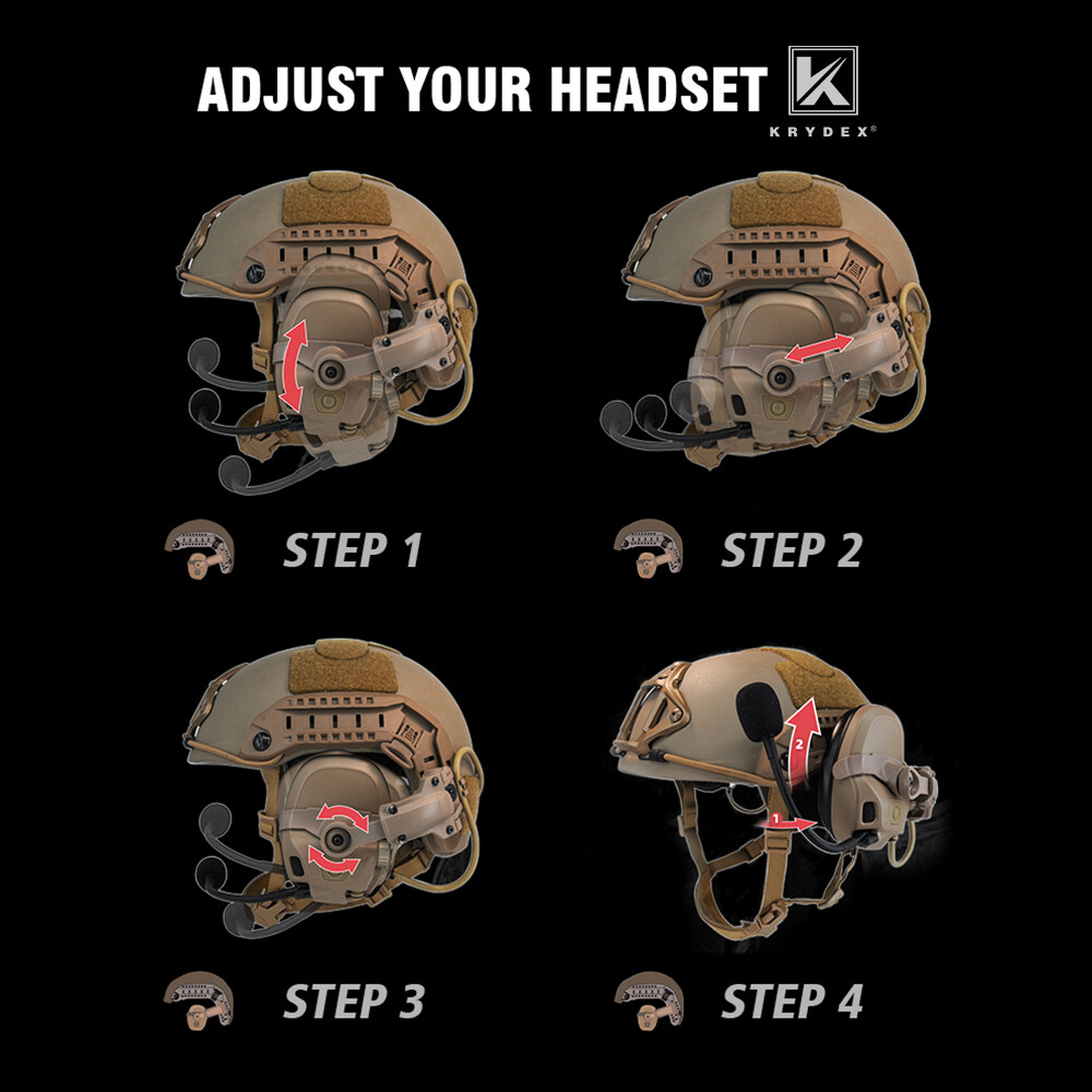 KRYDEX FCS AMP Tactical Headset Pickup Noise Reduction Earmuf fo Shooting Helmet