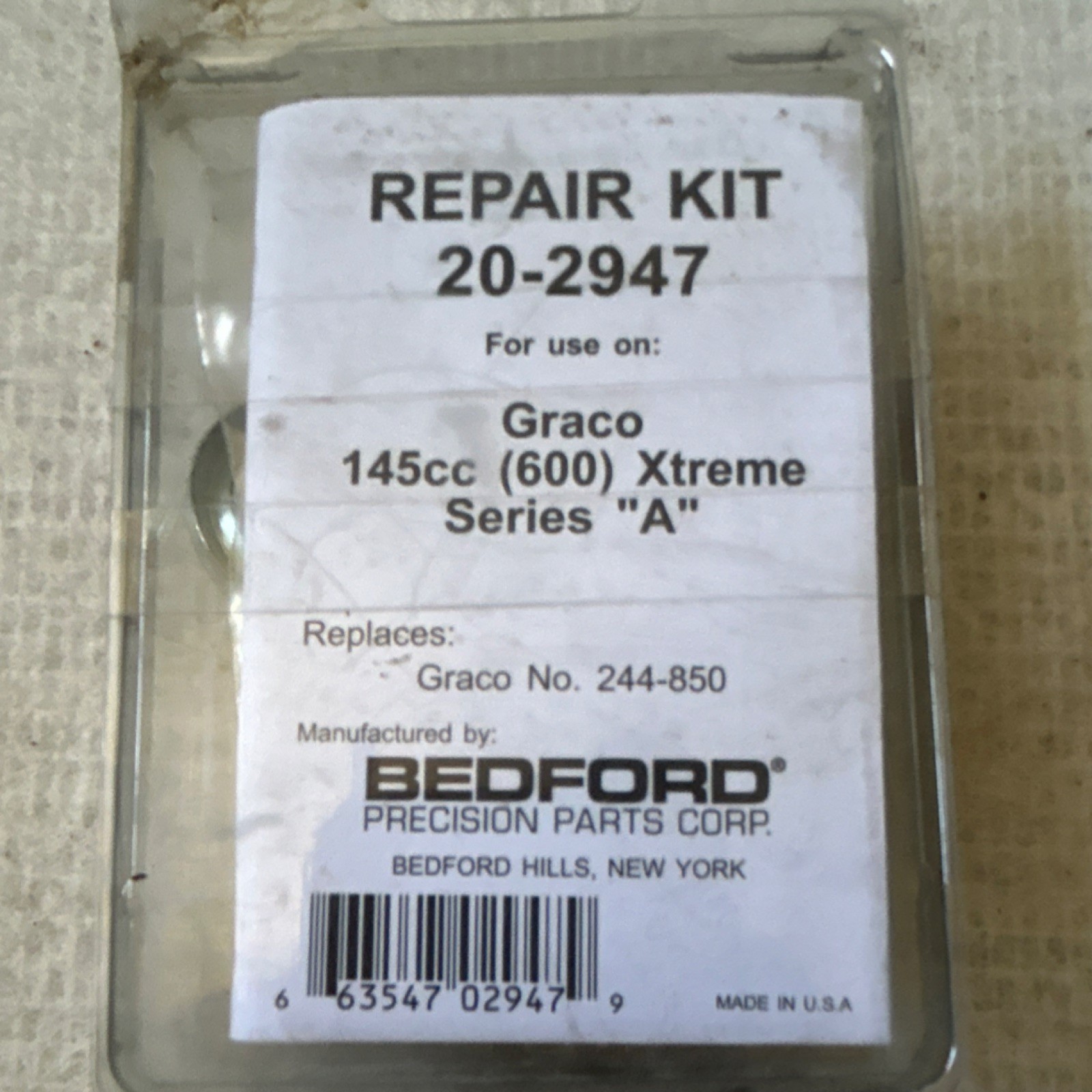 Bedford Repair Kit 20-2947 for Graco 145cc (600) Xtreme Series A