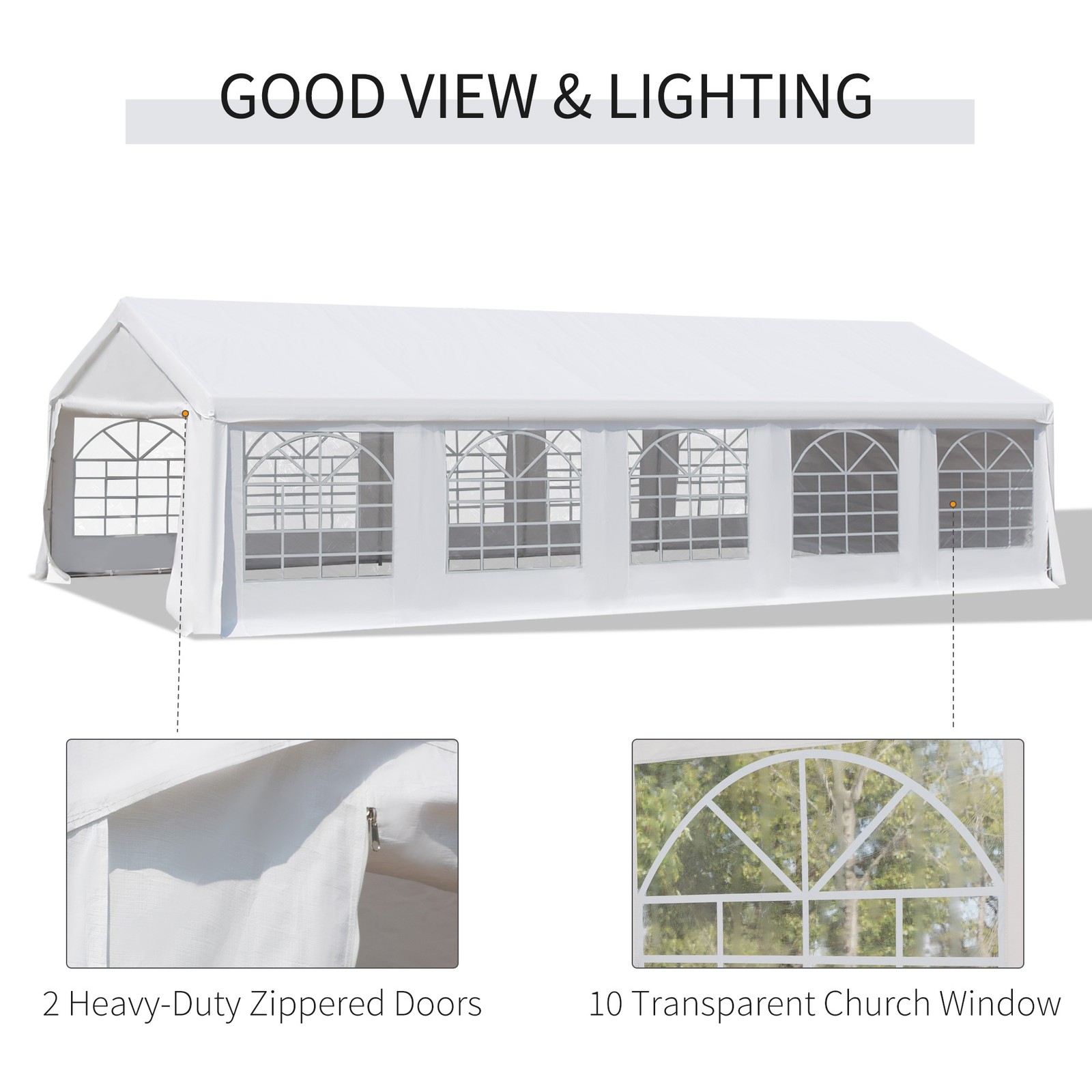 32'x16' Large Outdoor Carport Canopy Heavy Duty Party Tent with Sidewalls White