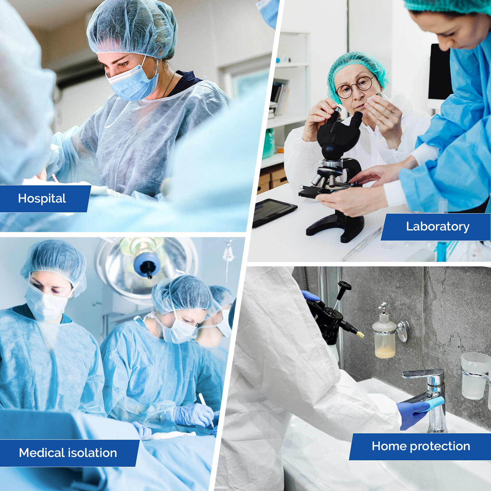 JMU Disposable Isolation Gowns PP Soft Medical Gowns with Knitted Elastic Cuffs