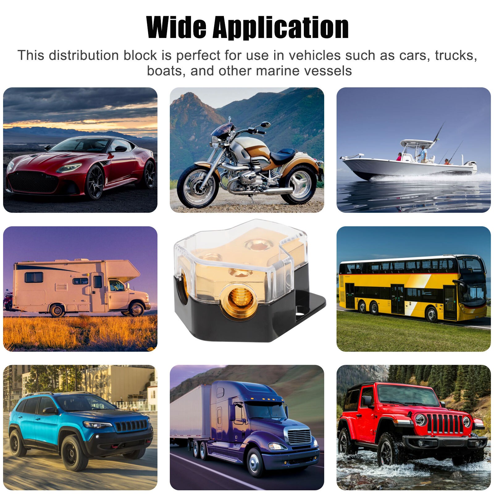 2 Car Audio Splitter Amp Power 0/2/4 Gauge In 4/6/8 Gauge Out Distribution Block