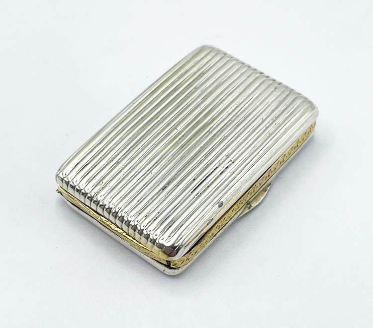 FRENCH SILVER PILL BOX 19th CENTURY GOLD WASH INTERIOR