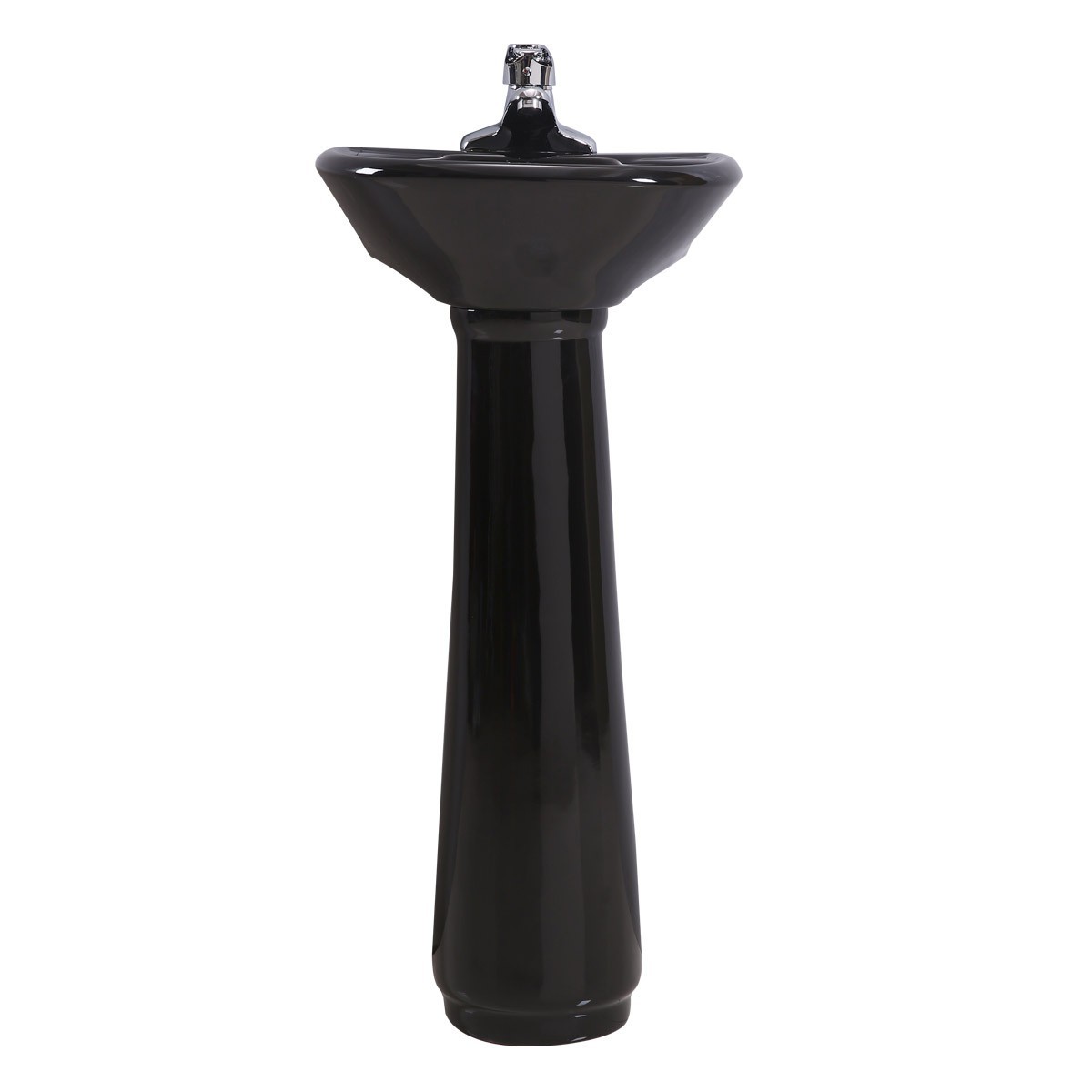 Renovators Supply Black Bathroom Pedestal Sink 4" Centers with Overflow