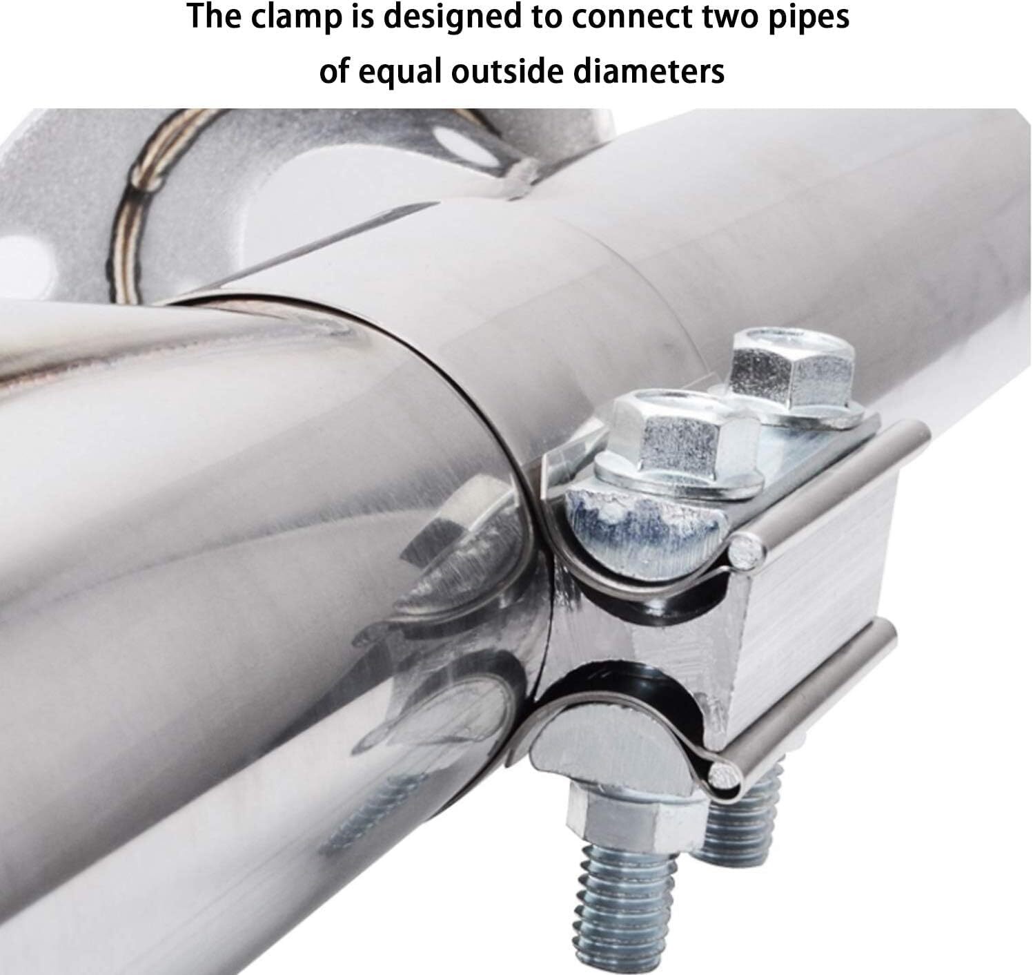 4Pcs 2.5" Exhaust Clamps,2 1/2" Butt Joint Band Clamp Sleeve Coupler Stainless