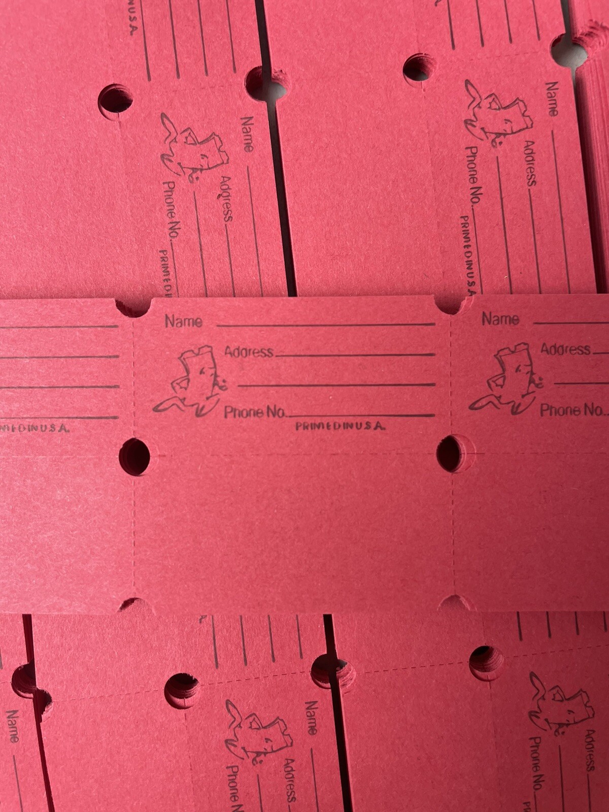 Red Raffle Tickets Package of 500 Folded Flat Double Stub Split The Pot 50/50