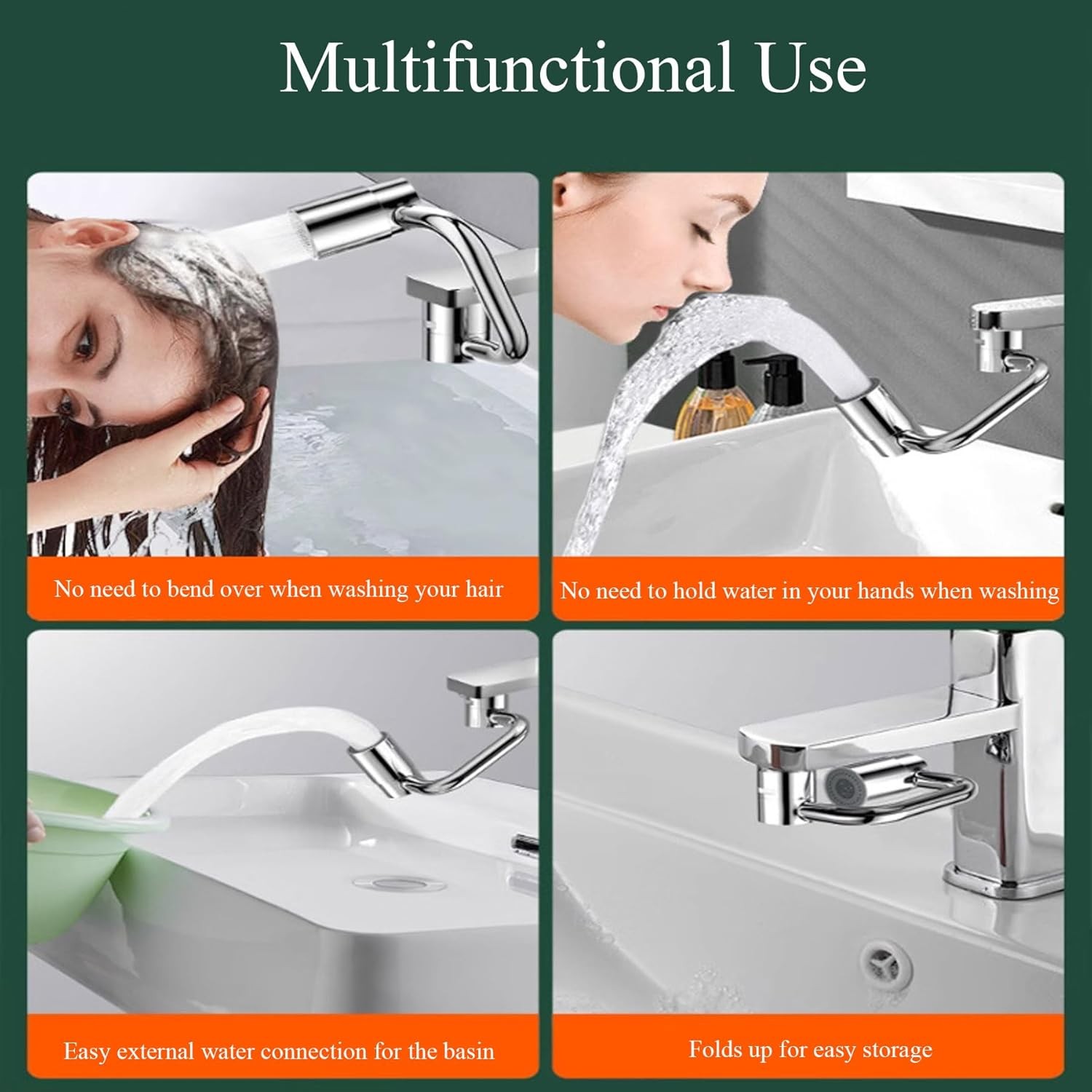 360° Rotating U Shaped Faucet Extender, Universal Faucet, Adjustable Robotic Arm