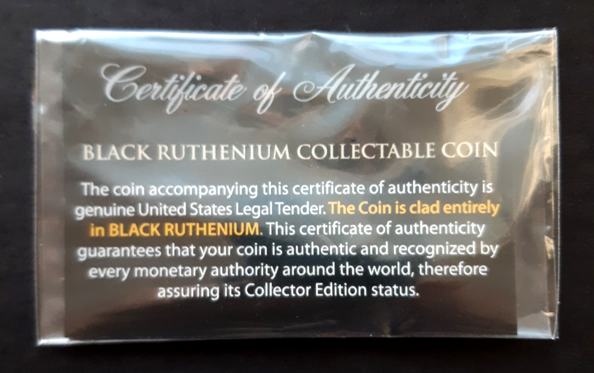 🔥US 1940 Mint BU SILVER MERCURY DIME ~ Clad with Black RUTHENIUM ~ Includes COA