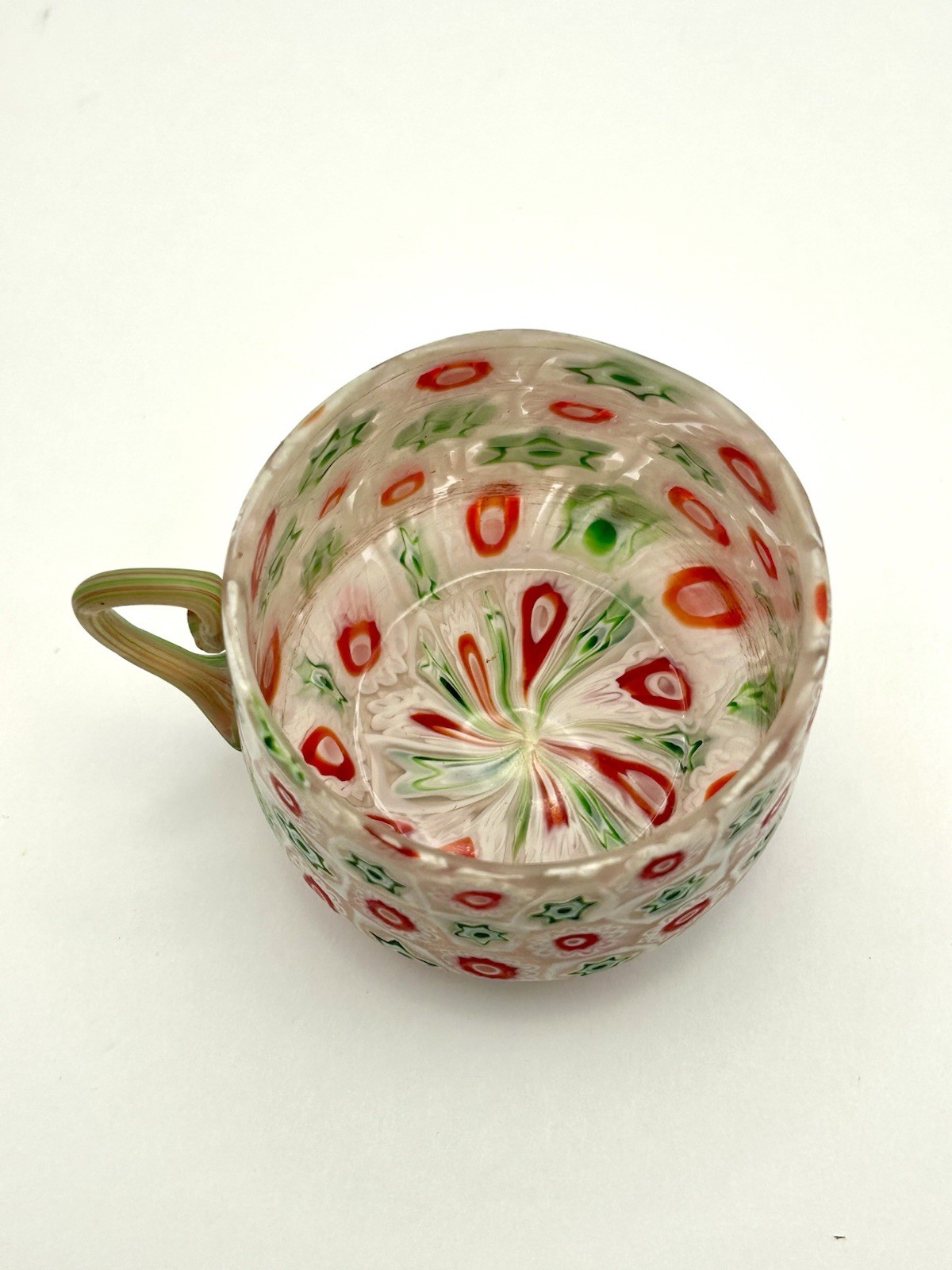 VINTAGE MURANO MILLEFIORI ART GLASS TEA CUP & SAUCER Dish Set