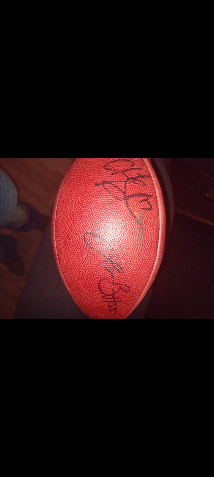 Chicago Bears Game issued Team Used Football signed by BRIGGS BENSON ALSHON etc