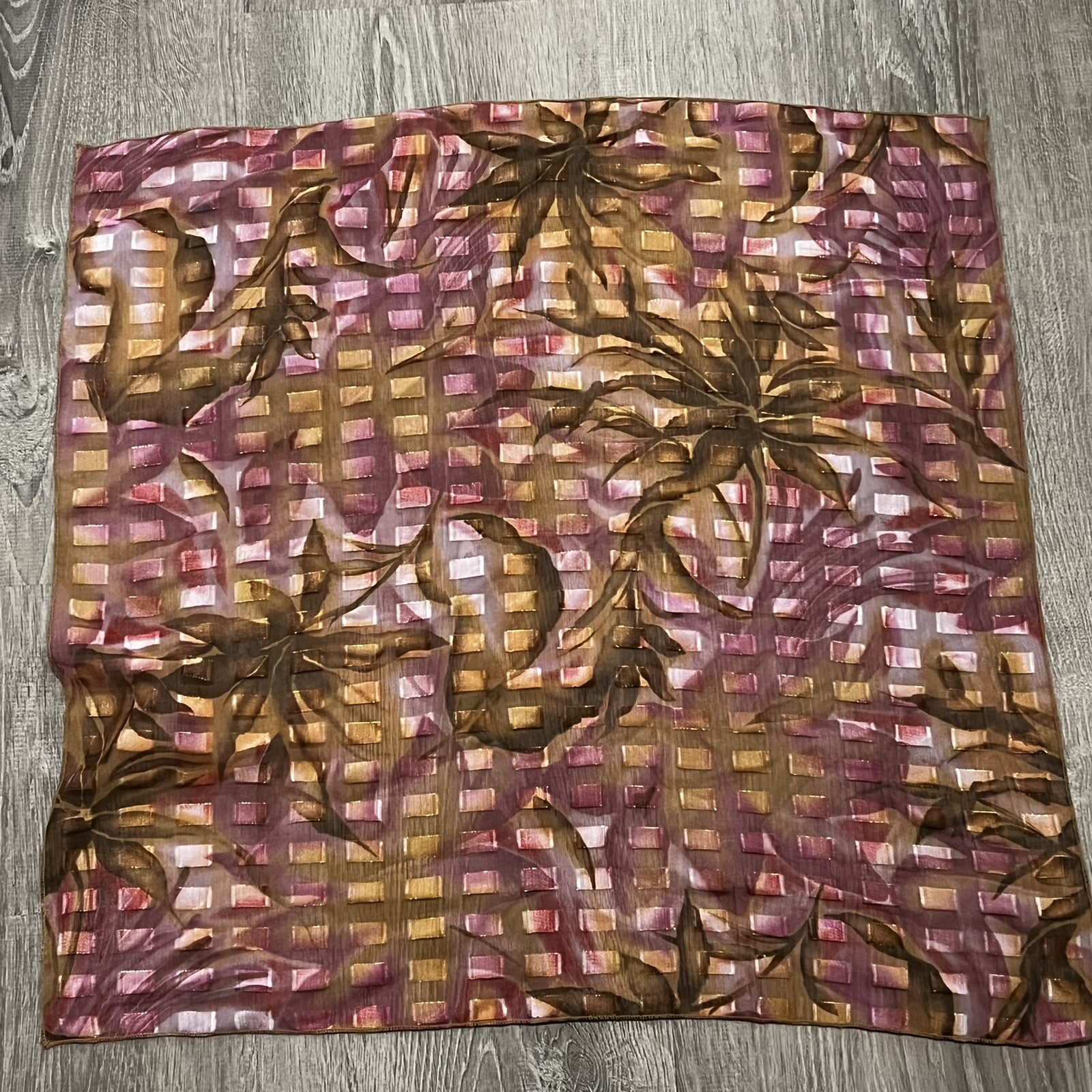 Palm Tree Print Scarf One Size Square Woven Tropical Casual VINTAGE