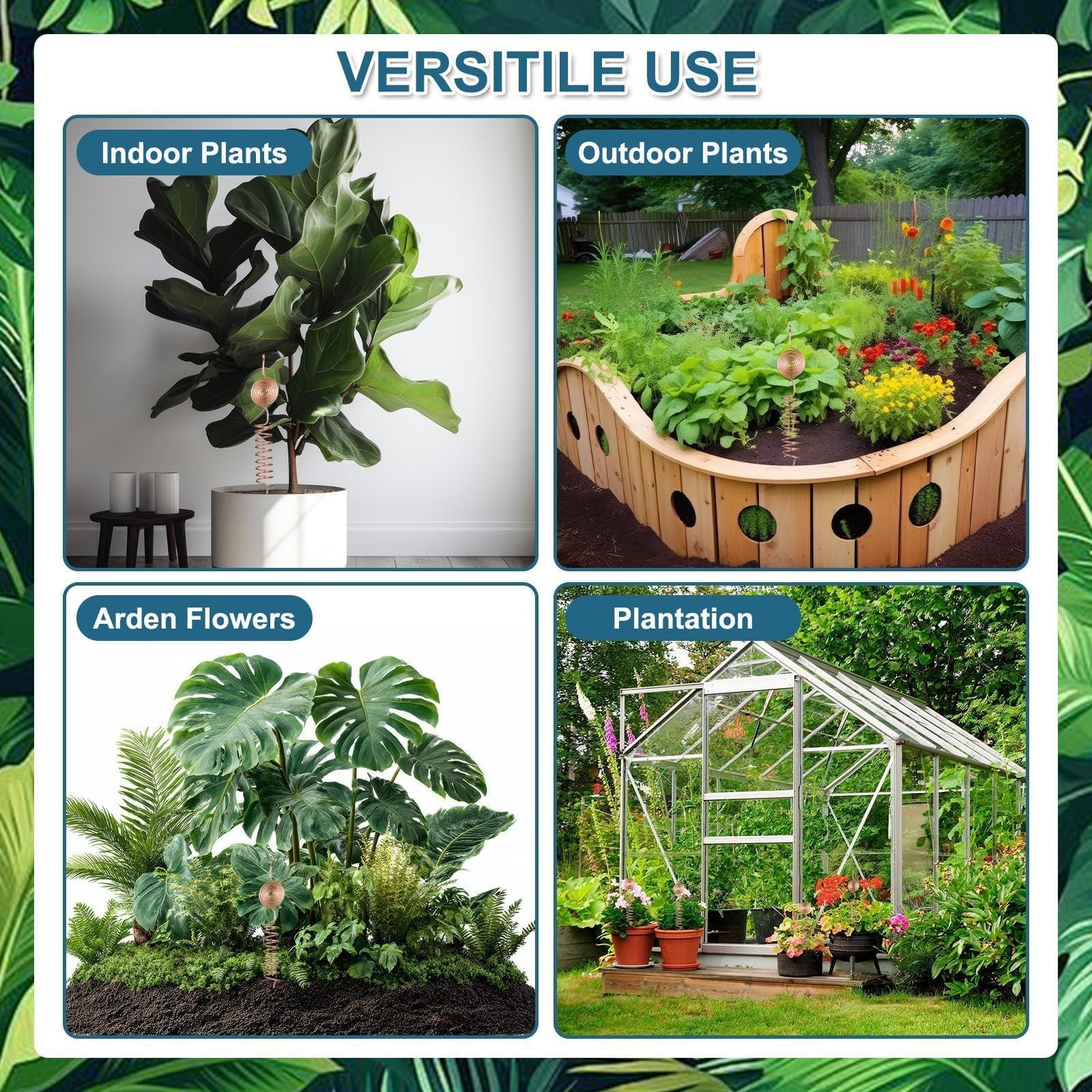 6 Pack Electroculture Copper Gardening Antenna Kit Thick 10-Gauge Colorful