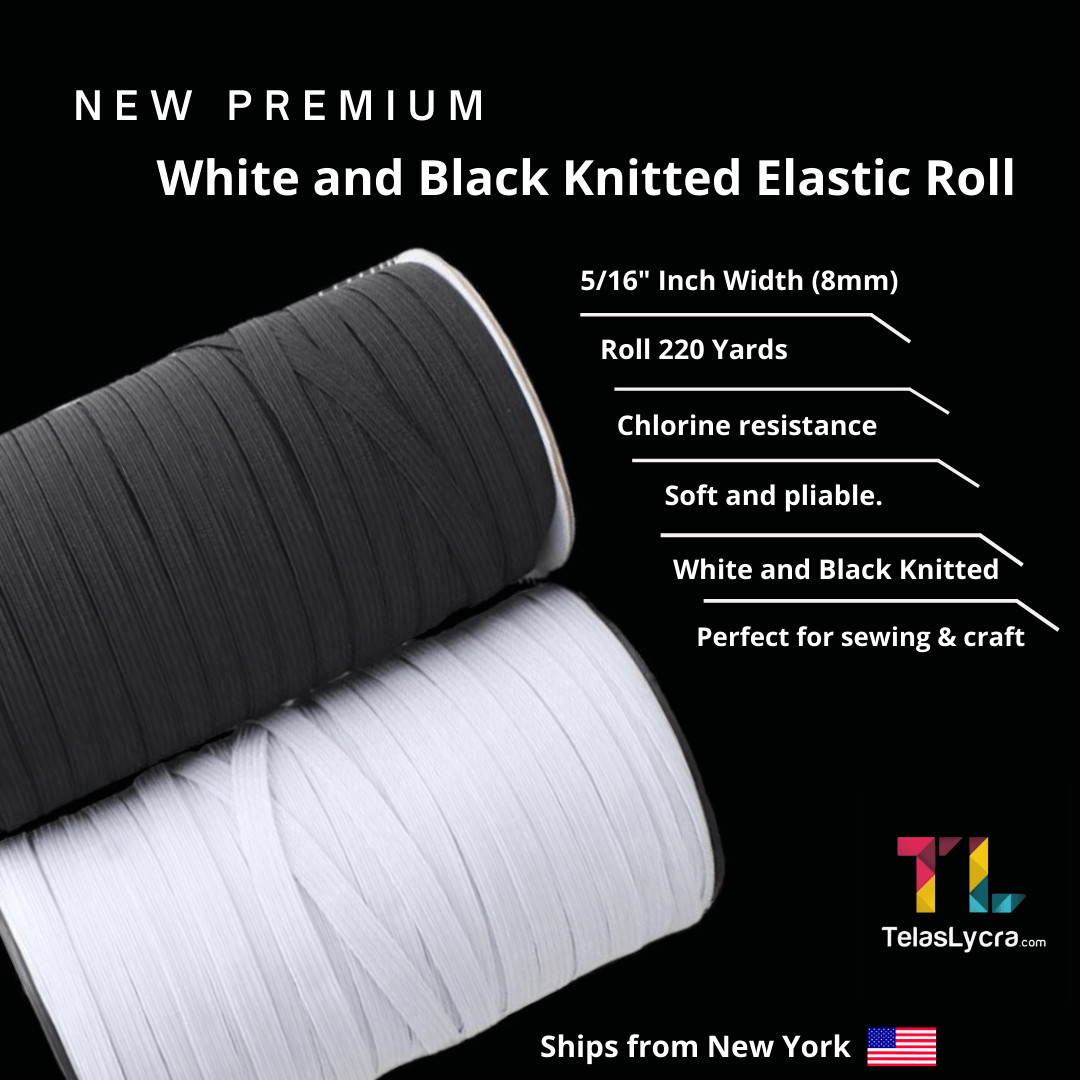 Premium Elastic Bands for Sewing 5/16″ Width (8mm) White and Black 220YD By ROLL