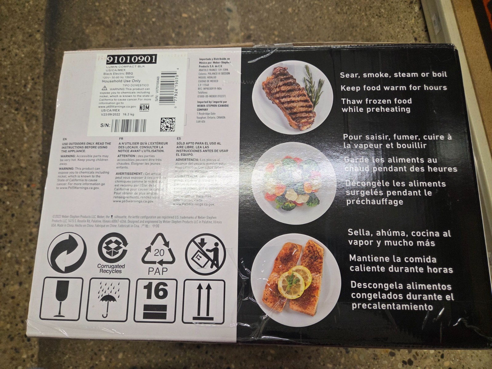 Weber Lumin Compact Electric Grill Black 91010901 NEW Sealed Box