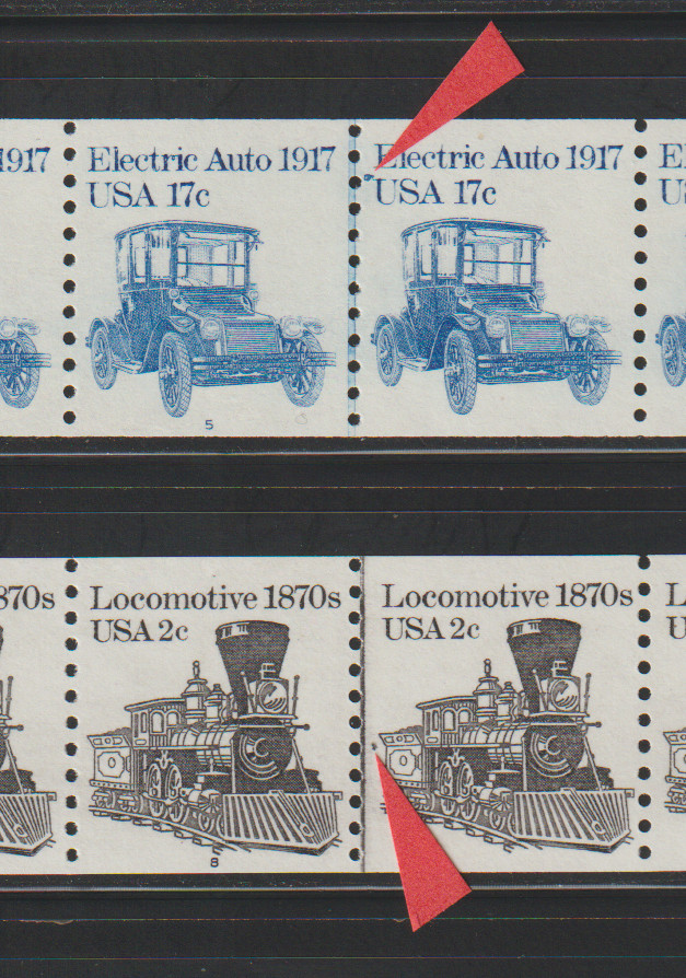 US PNC EFO Stamps: E Car & Locomotive: "Bluebird, Coal" PNC5 #5 & #8 CPV.  MNH