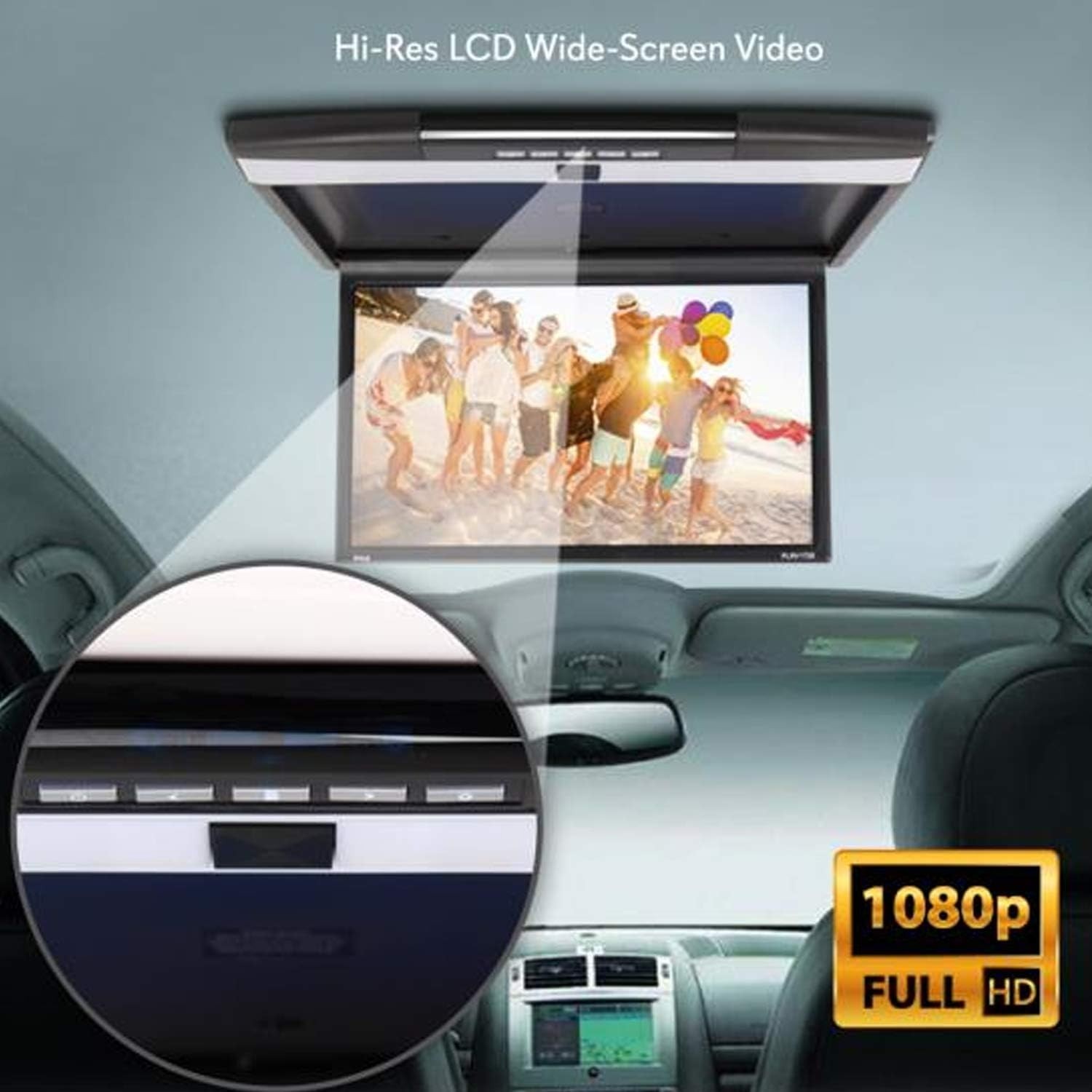 Pyle Car Overhead Monitor Screen Display - 17.3" LCD w/ 1080p Support