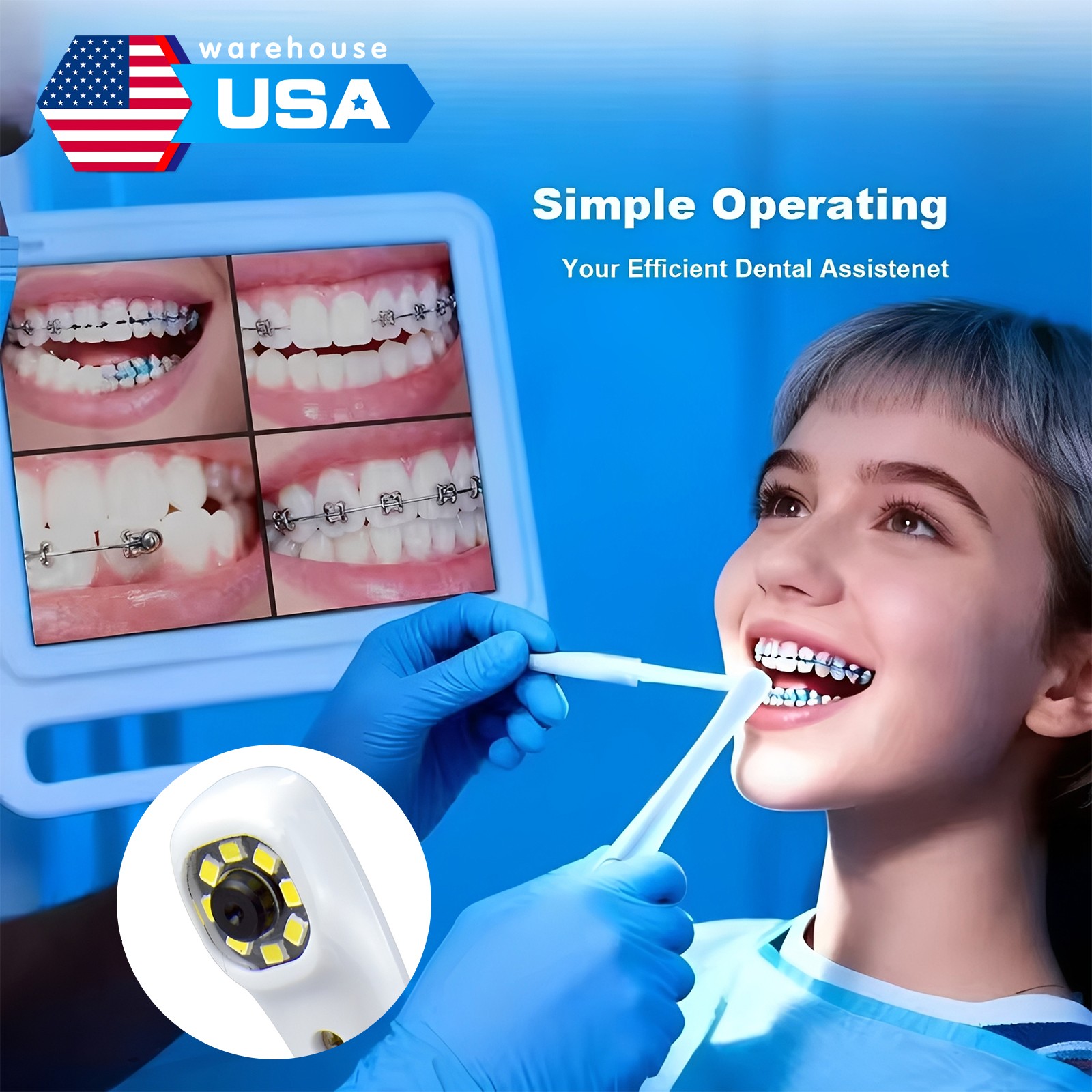 Dental Intra Oral Camera 17 Screen Wifi +Smart Focus + 8Lens+Ultra HD
