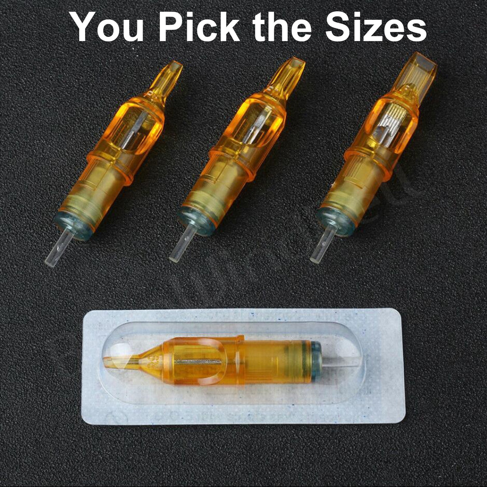 100pcs U-Pick Sterile Disposable Tattoo Needle Cartridge RL,RS,M1,RM  25+ sizes