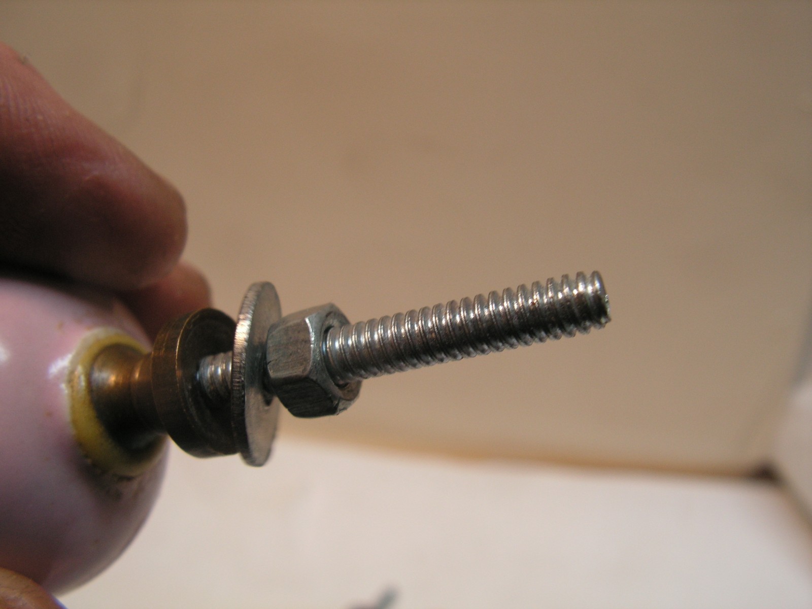 4 Vintage Porcelain Drawer Pull Handle PINK SPIRAL Cabinet Knobs NICE!