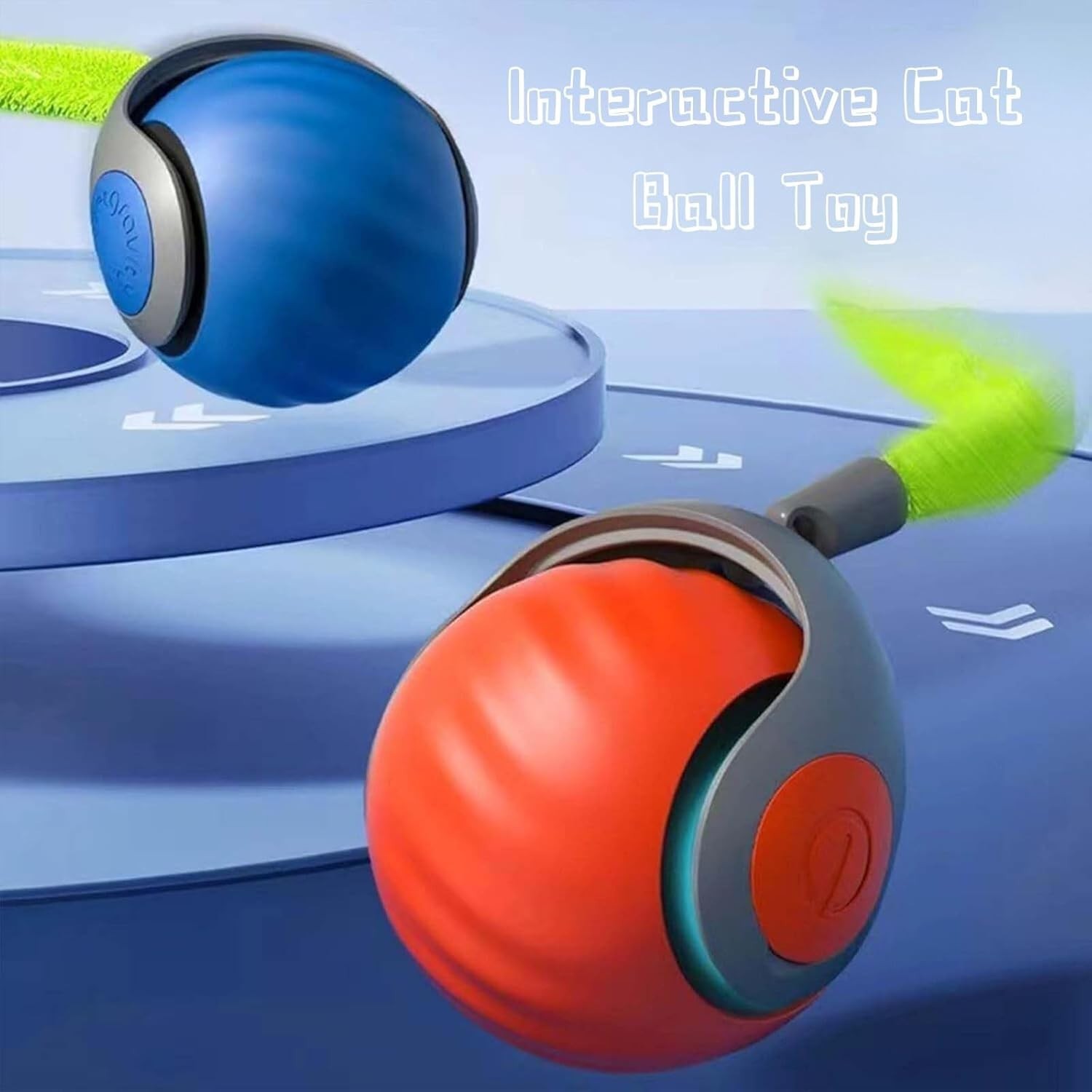 2X-Speedy Tail Interactive Cat Toys Ball Moving Cat Toy Automatic Rolling Ball
