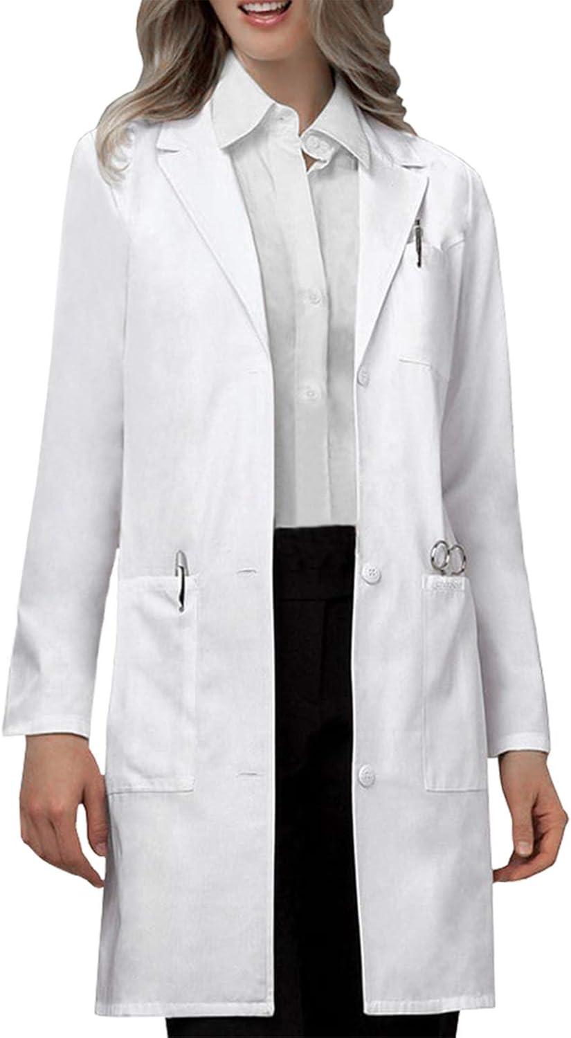 Professional Lab Coat for Women Men Long Sleeve, White, Unisex