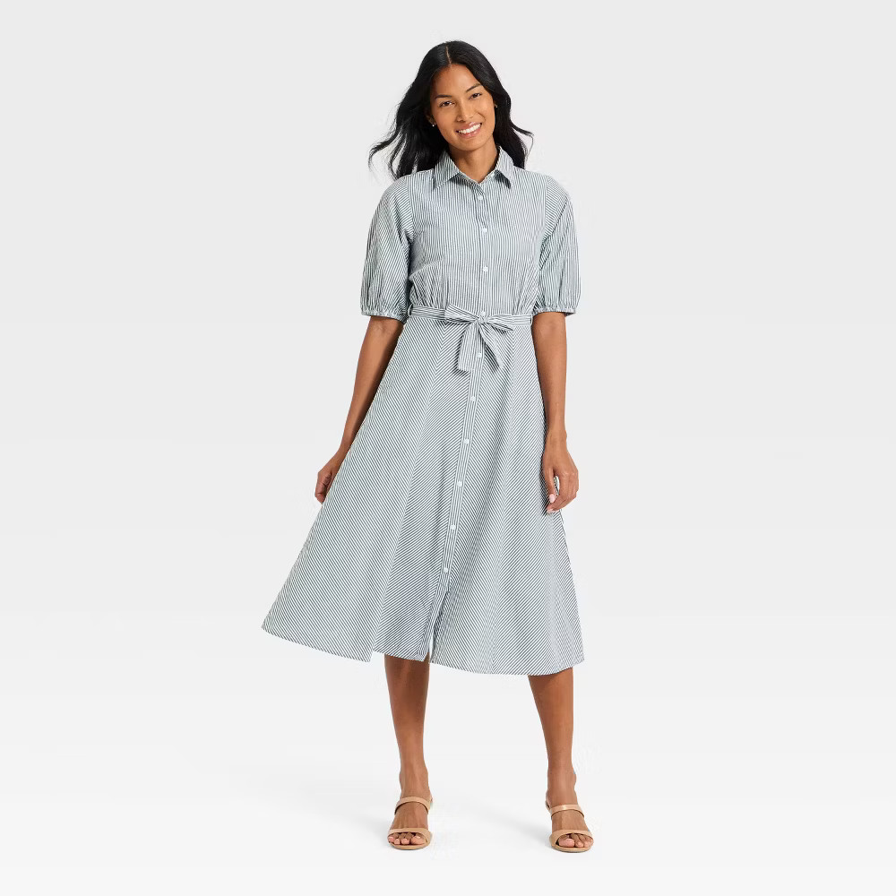 Women's Midi Button-Down Shirtdress - A New Day