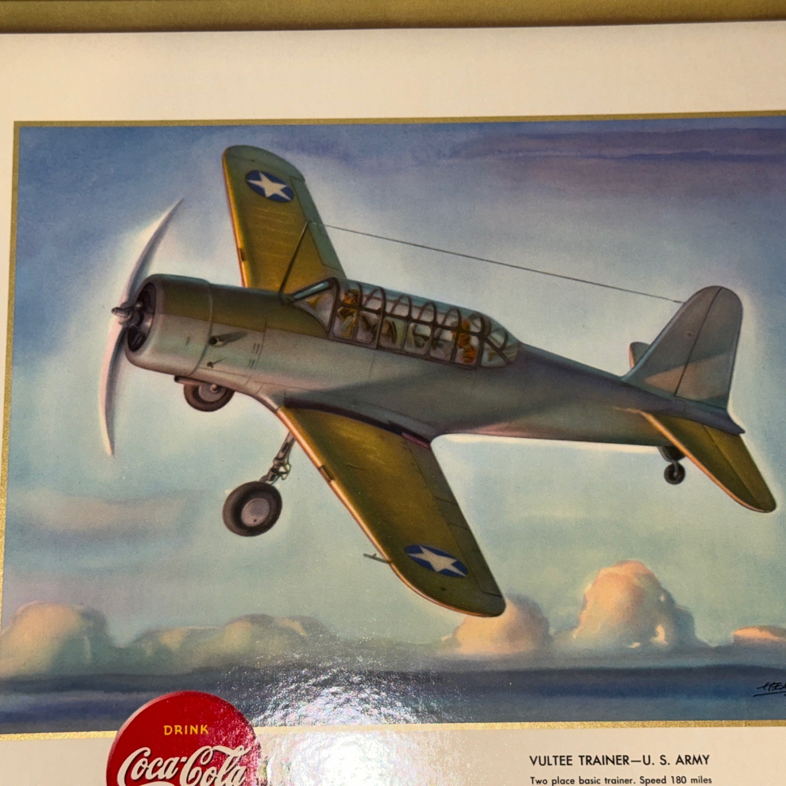 Set Of Coca-Cola WW 2 Airplane Litho Prints- Good Condition-1943