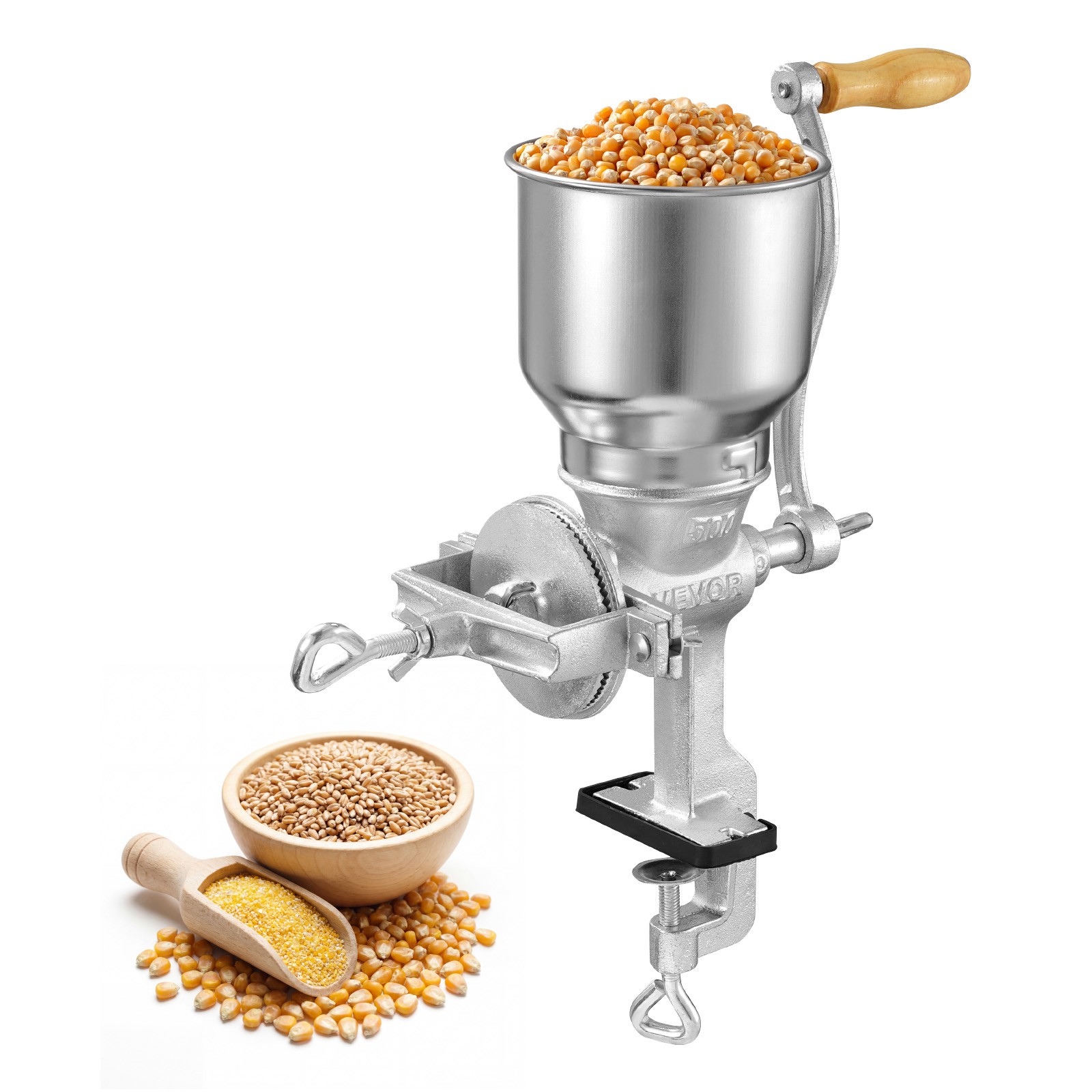VEVOR Manual Grain Mill with High Hopper Hand-Crank Cast Iron Corn Spice Grinder